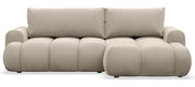 Ecksofa mit Schlaffunktion Ombo Mini, L-förmig, rechtsseitig, mit Stauraum, beige, hydrophober Samt