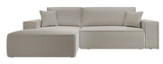 Ecksofa mit Schlaffunktion Farese New L-förmig mit Stauraum, braunes Bouclé, linksseitig