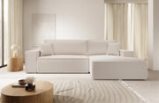 Ecksofa mit Schlaffunktion Farese New L-förmig mit Stauraum, beige Bouclé, rechtsseitig