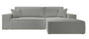 Ecksofa mit Schlaffunktion Farese New L-förmig mit Stauraum, grauer Bouclé, rechtsseitig