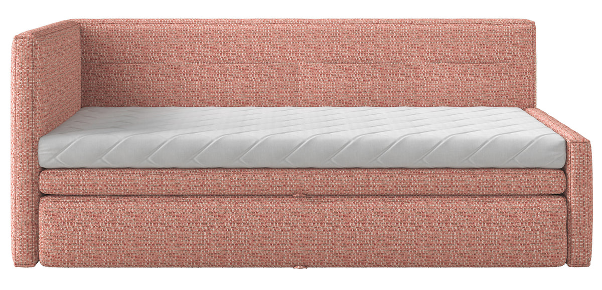Jugendbett 90x200 cm Nesmi linksseitig mit Stauraum rosa Flechtmuster