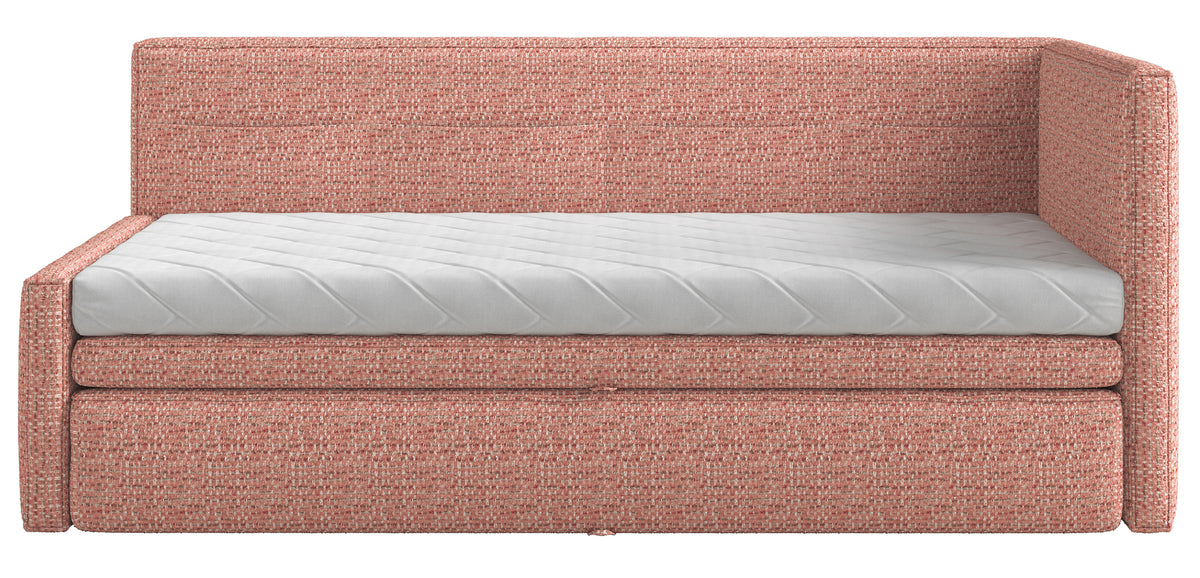 Jugendbett 90x200 cm Nesmi rechtsseitig mit Stauraum rosa Flechtmuster