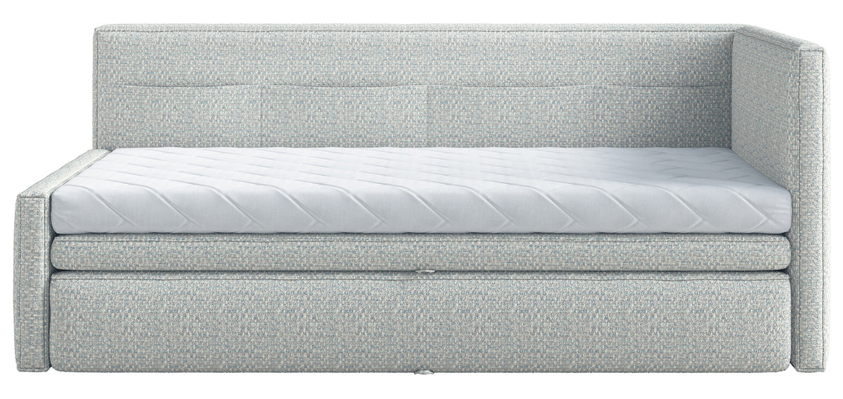 Jugendbett 90x200 cm Nesmi rechtsseitig mit Stauraum hellblau Flechtmuster