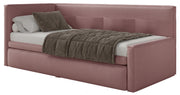 Jugendbett 90x200 cm Nesmi linksseitig mit Stauraum, dirty pink Chenille, pflegeleicht