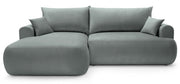 Ecksofa mit Schlafunktion Ovo, L-förmig, linksseitig, mit Stauraum, grau, pflegeleichter Samtstoff