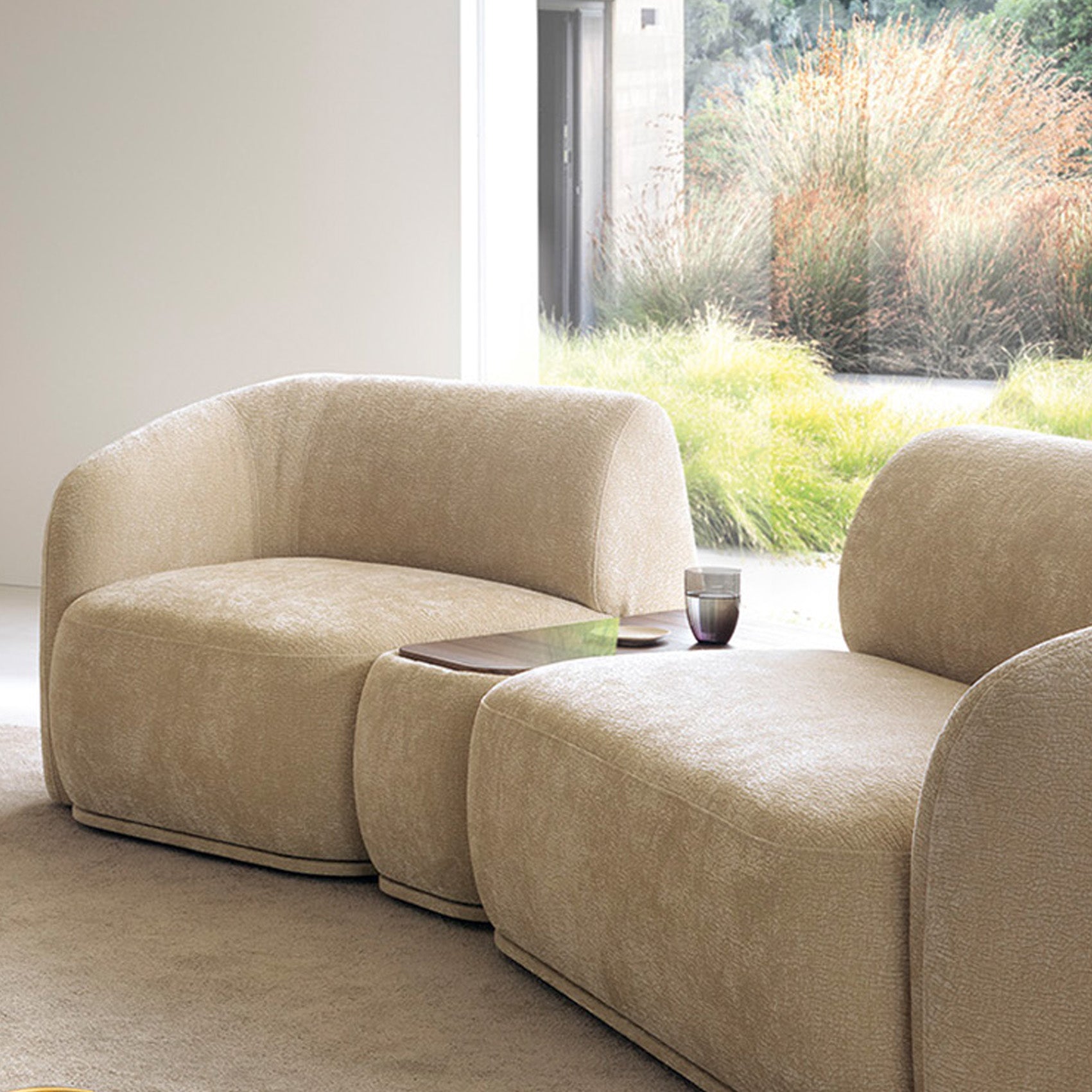 Einzelmodul Bommo linksseitig, beige Chenille