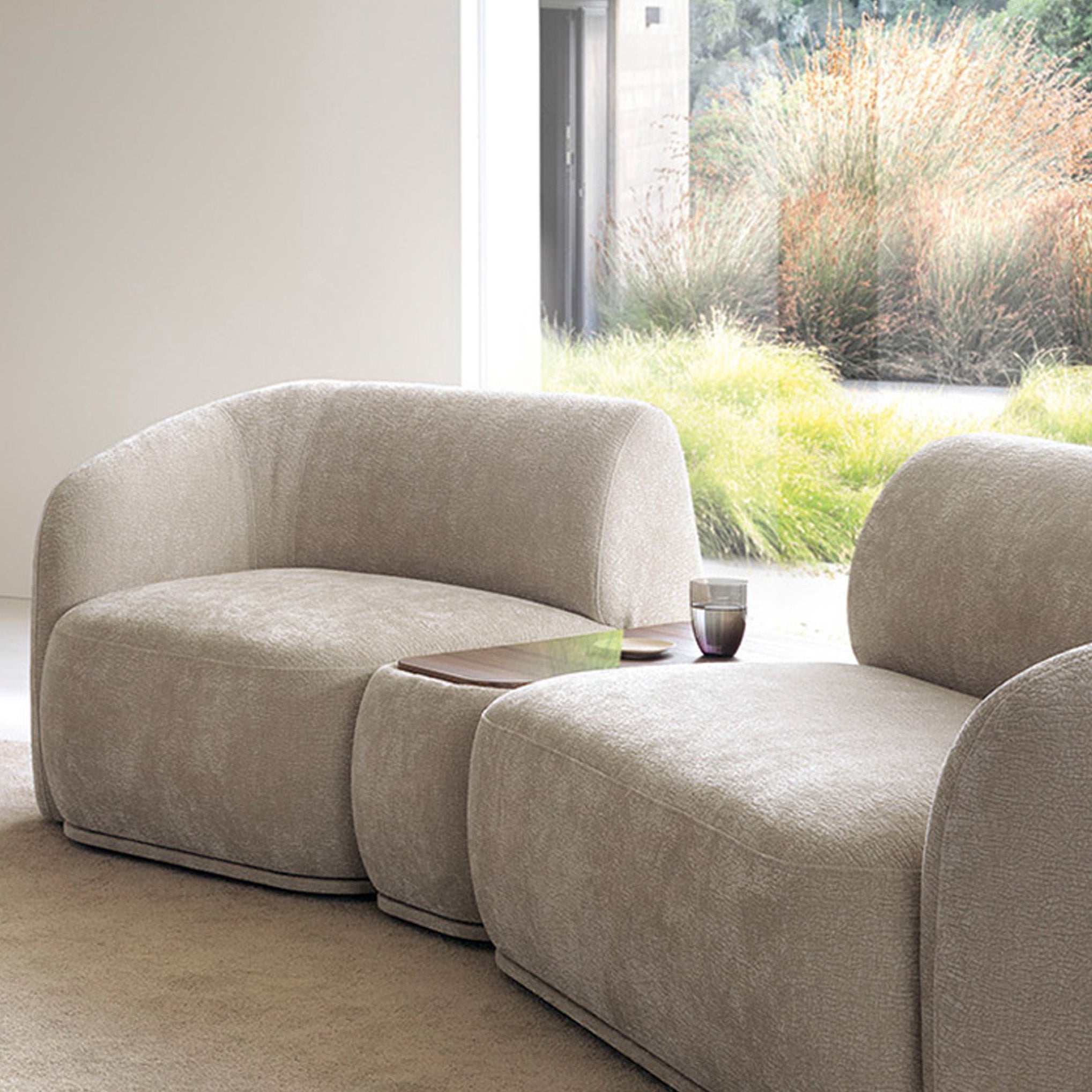 Einzelmodul Bommo linksseitig, grau-beige Chenille
