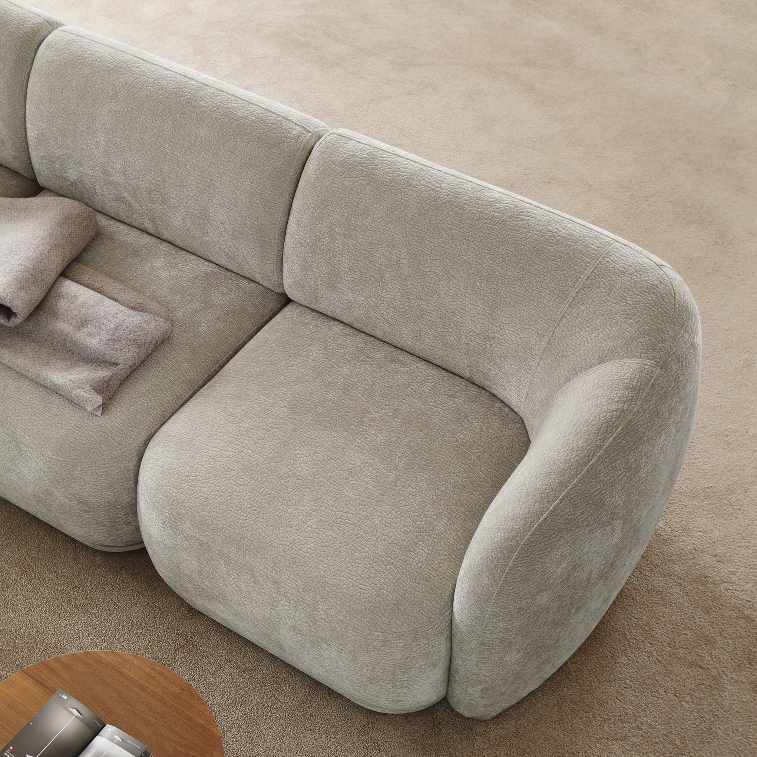 Einzelmodul Bommo rechtsseitig, grau-beige Chenille