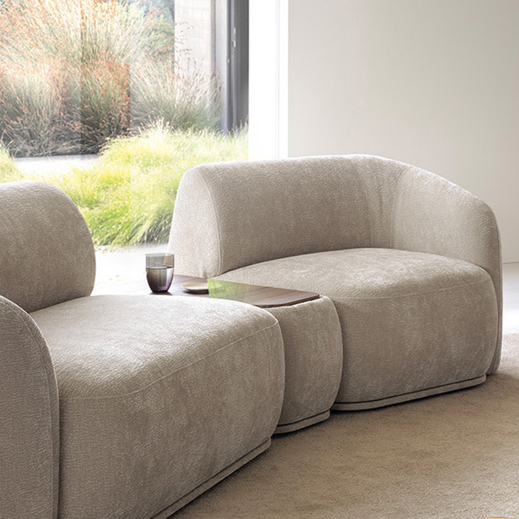 Einzelmodul Bommo rechtsseitig, grau-beige Chenille