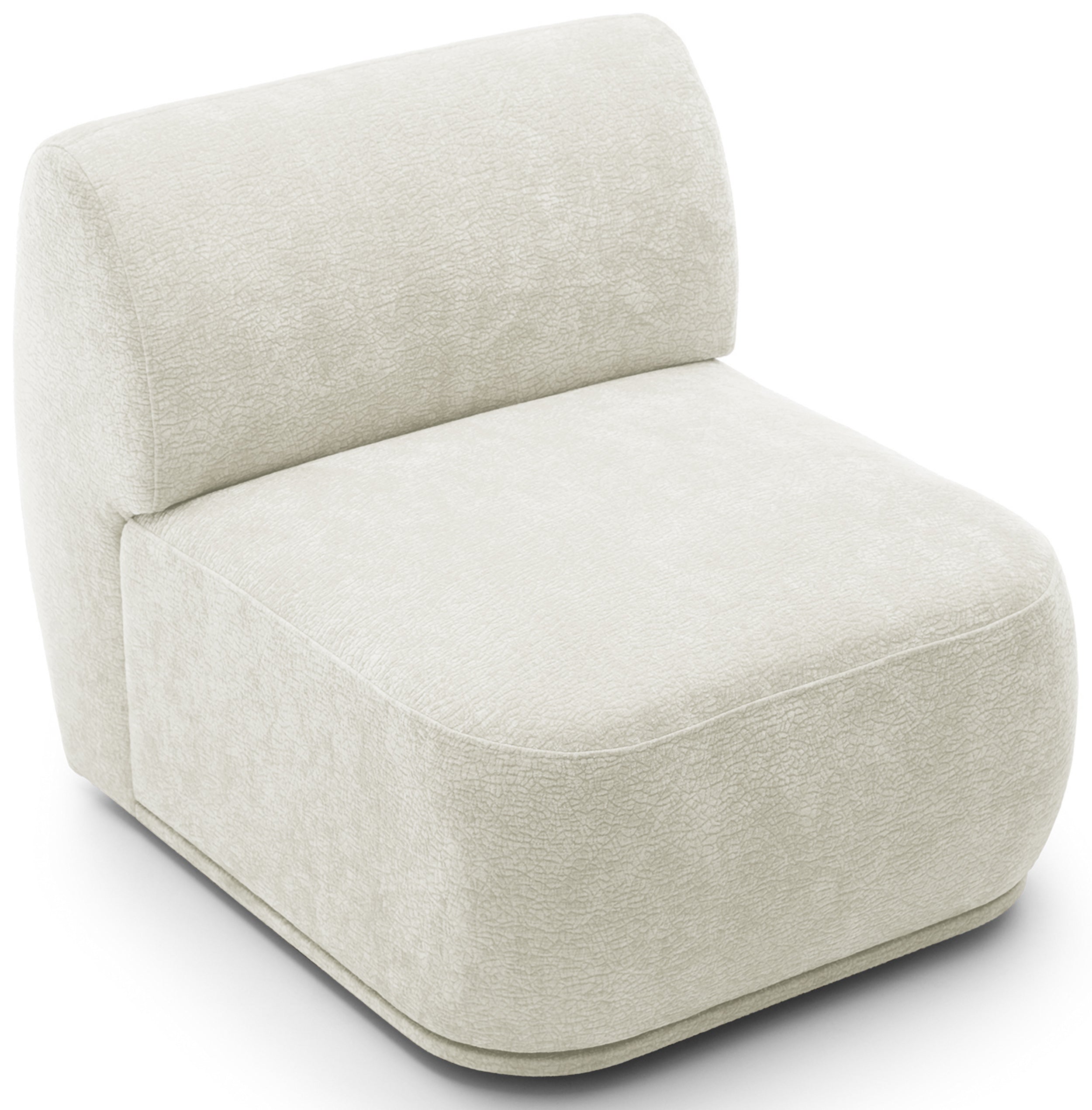Einzelnes Mittelmodul Bommo, cremefarbenes Chenille