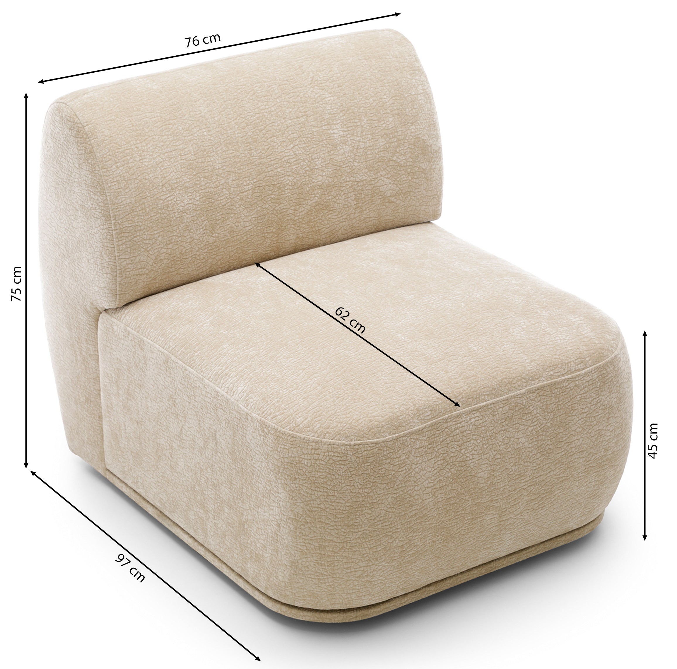 Einzelnes Mittelsegment Bommo beige Chenille