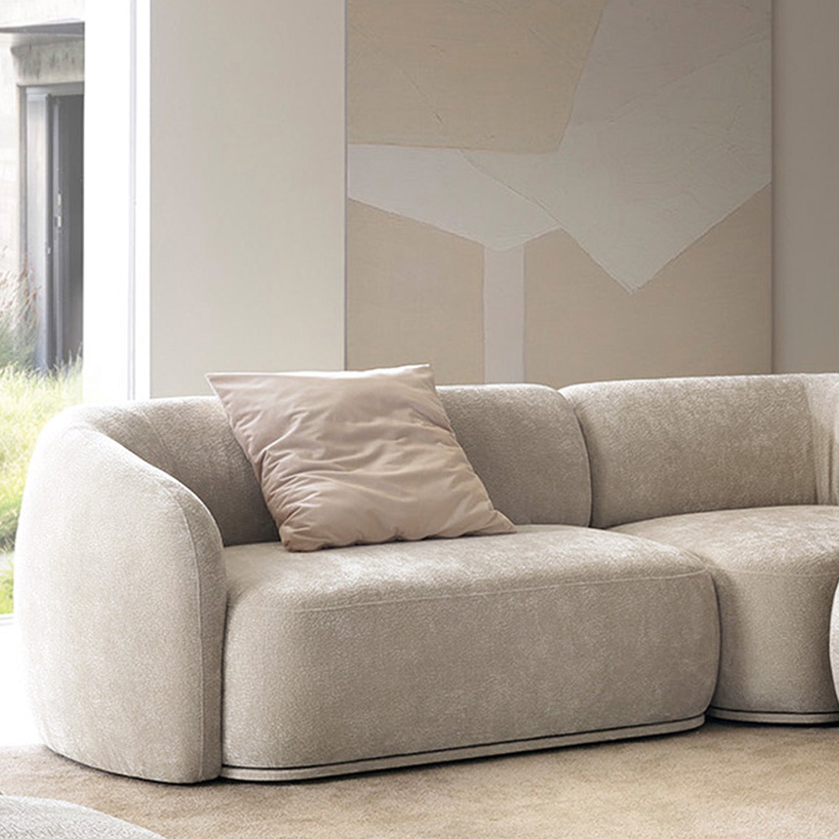 Doppelmodul Bommo linksseitig, grau-beige Chenille