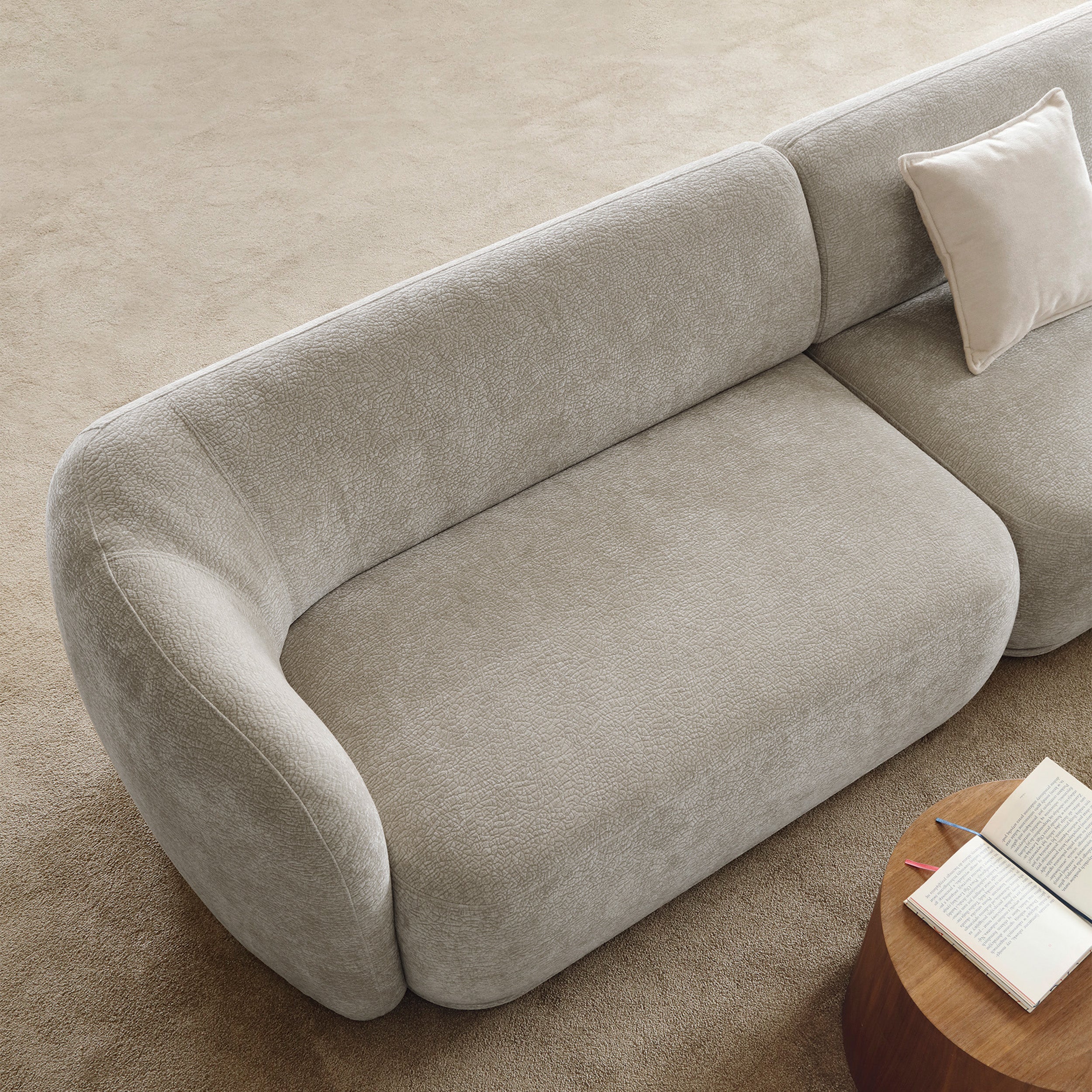 Doppelmodul Bommo linksseitig, grau-beige Chenille