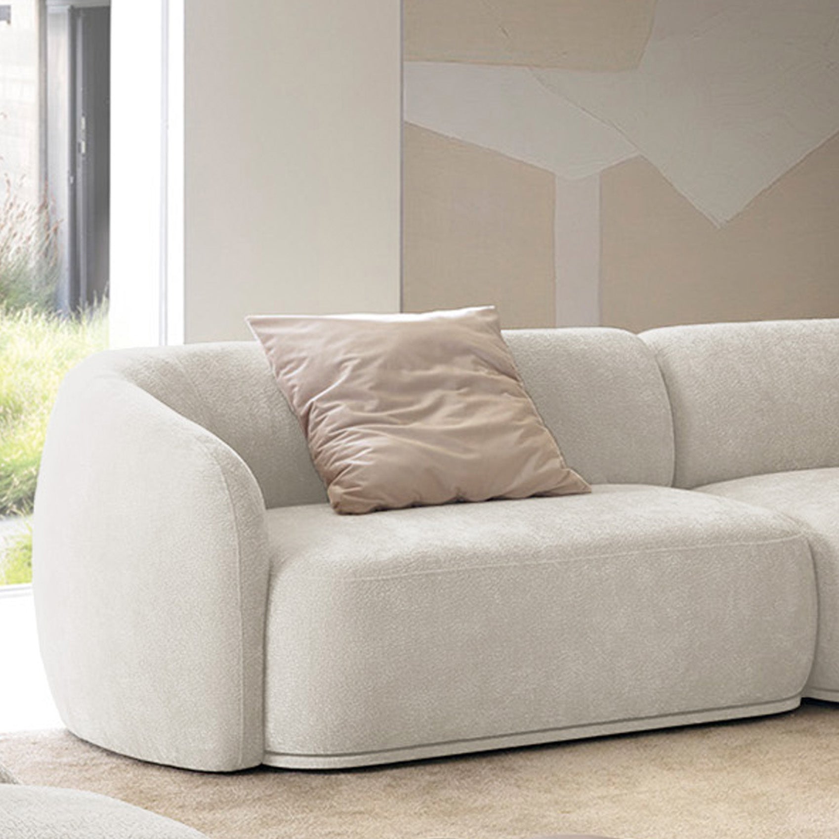 Doppelmodul Bommo linksseitig, cremefarben, Chenille