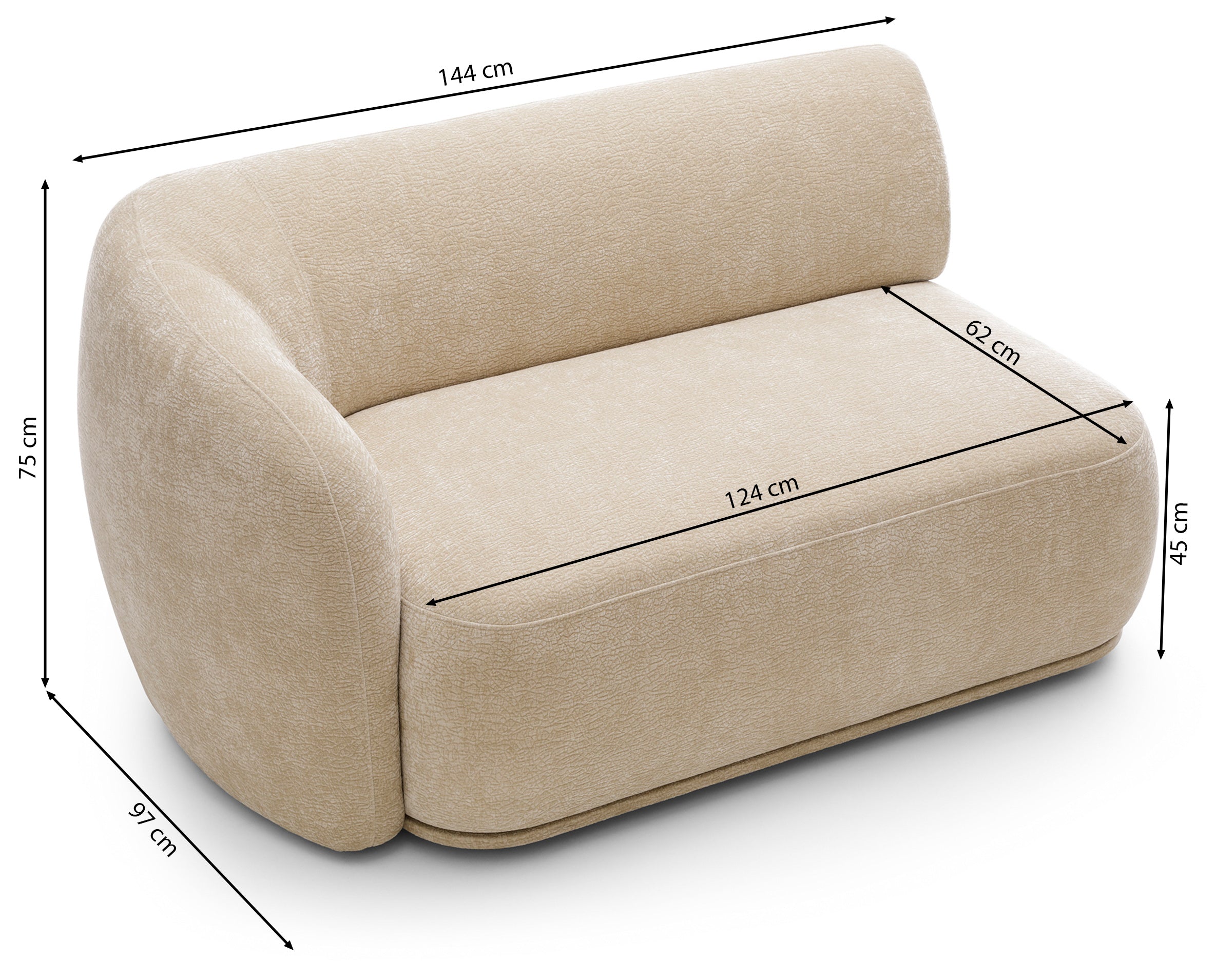 Doppelmodul Bommo linksseitig beige Chenille
