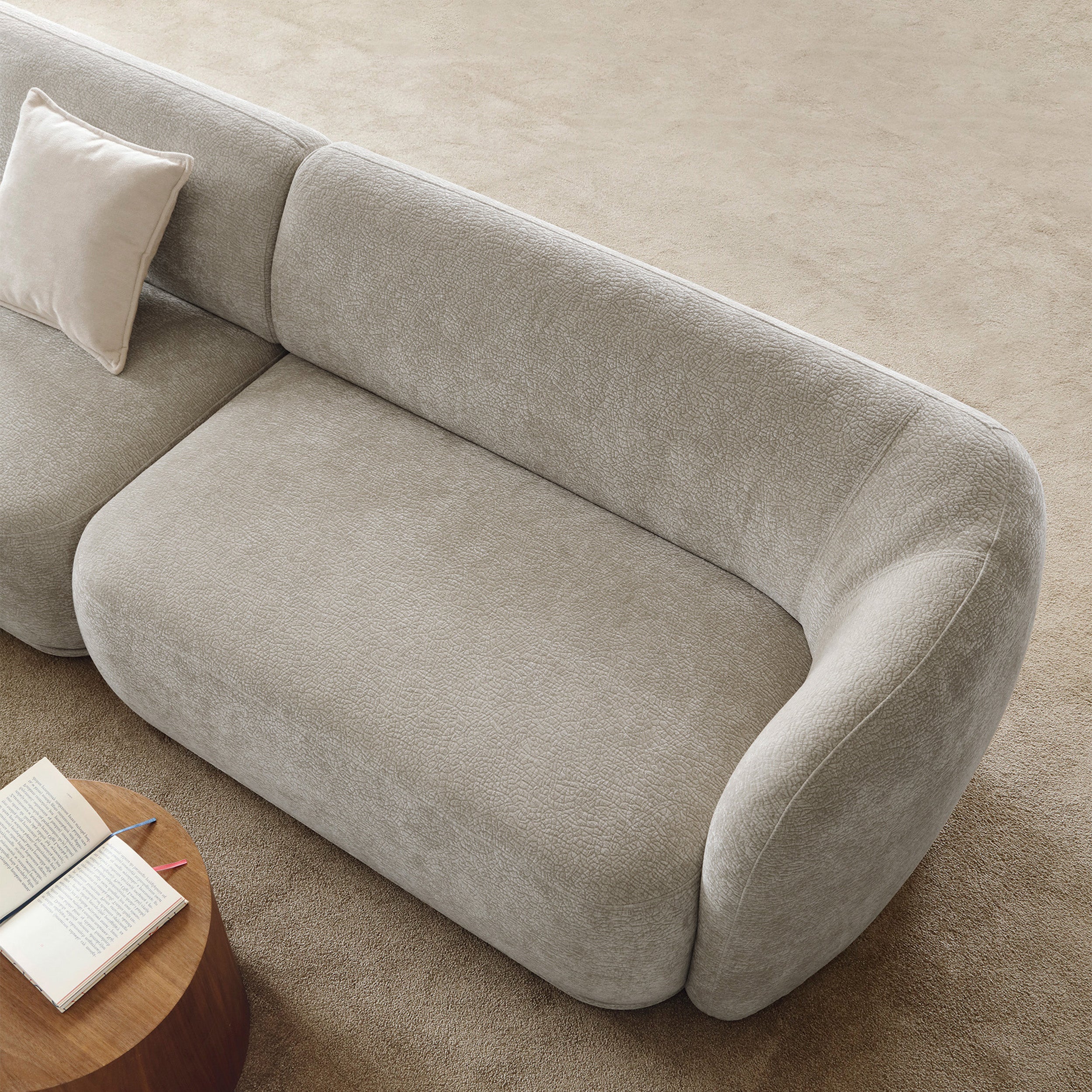 Doppelmodul Bommo rechtsseitig in grau-beige Chenille