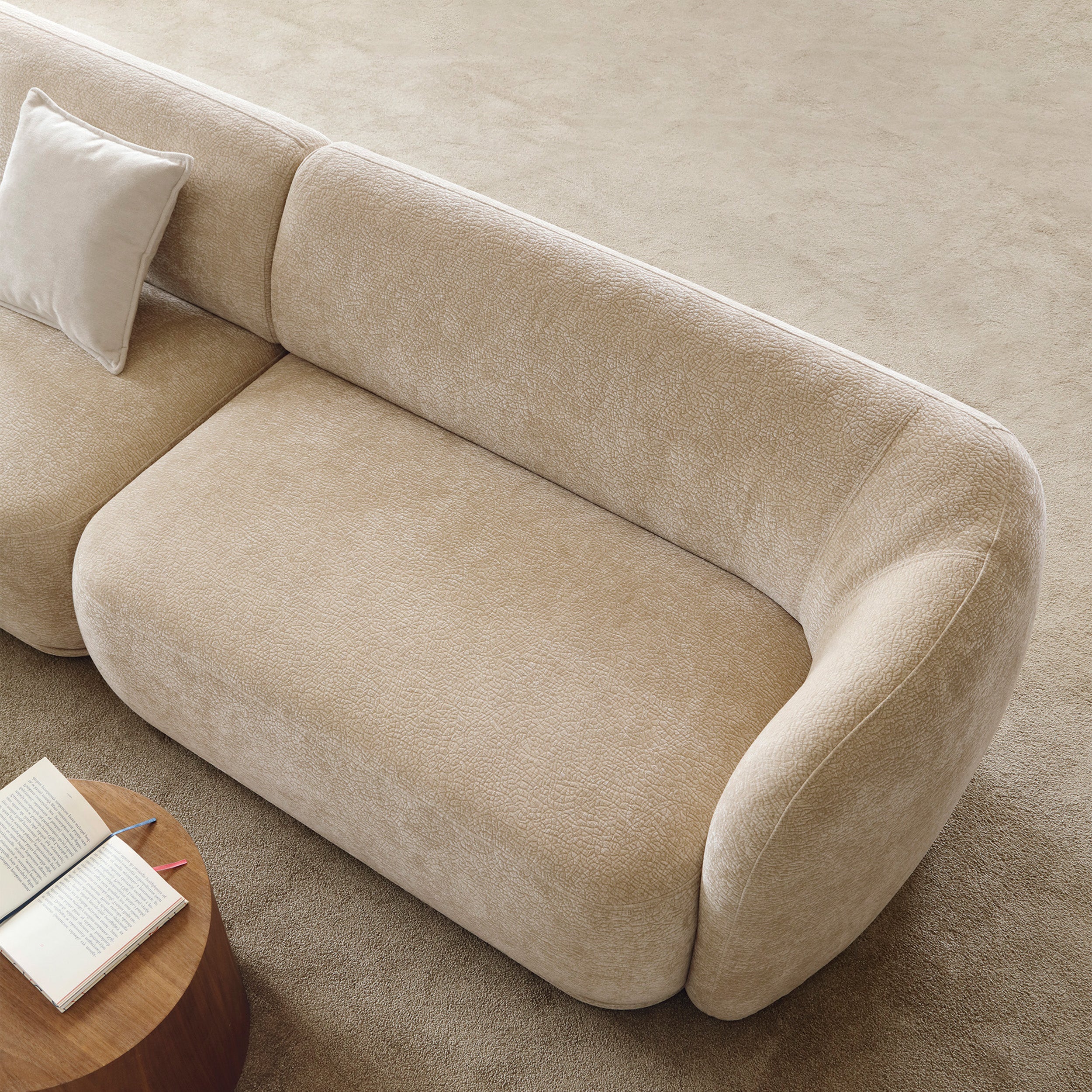 Modulares Ecksofa Bommo L-förmig linksseitig beige Chenille