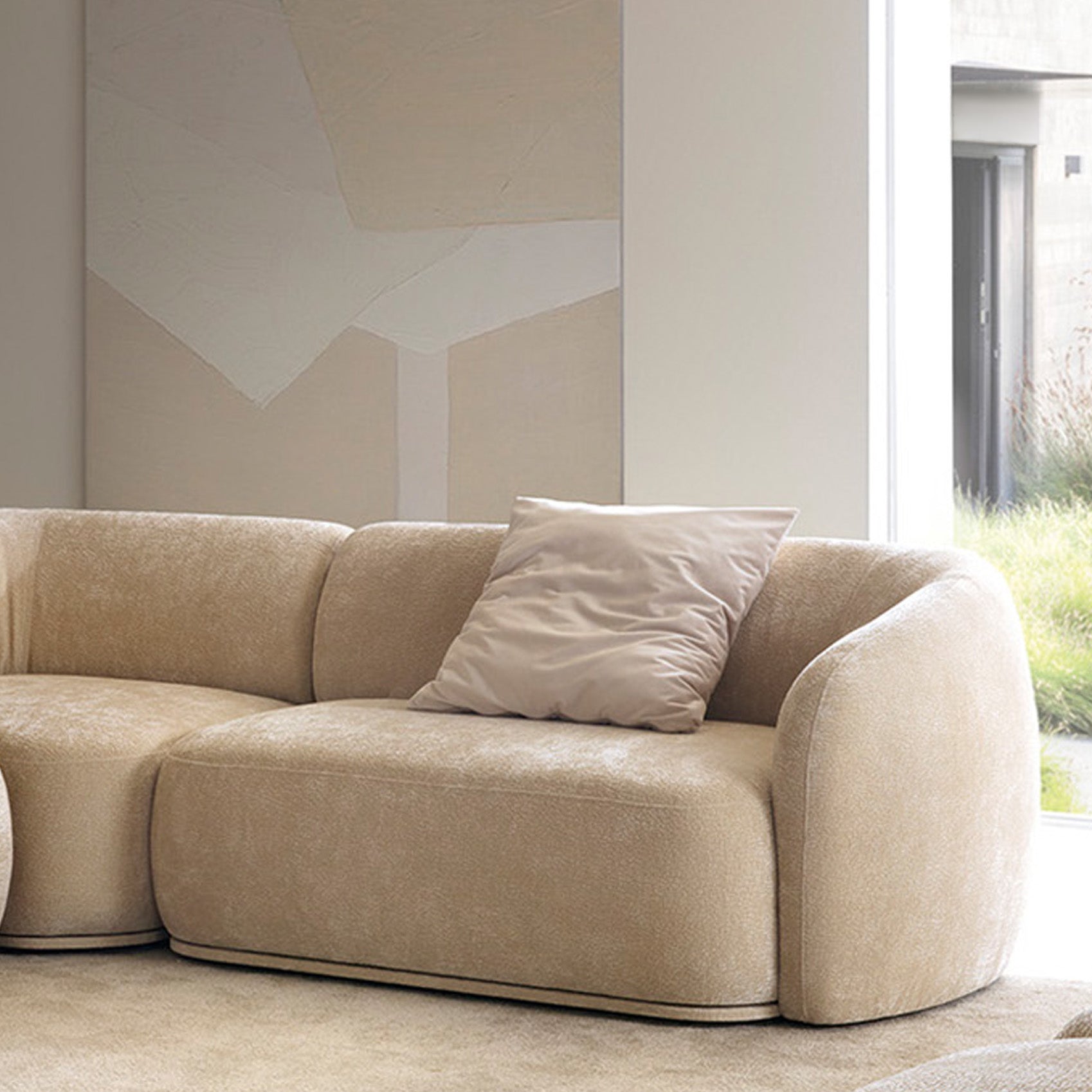 Modulares Ecksofa Bommo L-förmig linksseitig beige Chenille