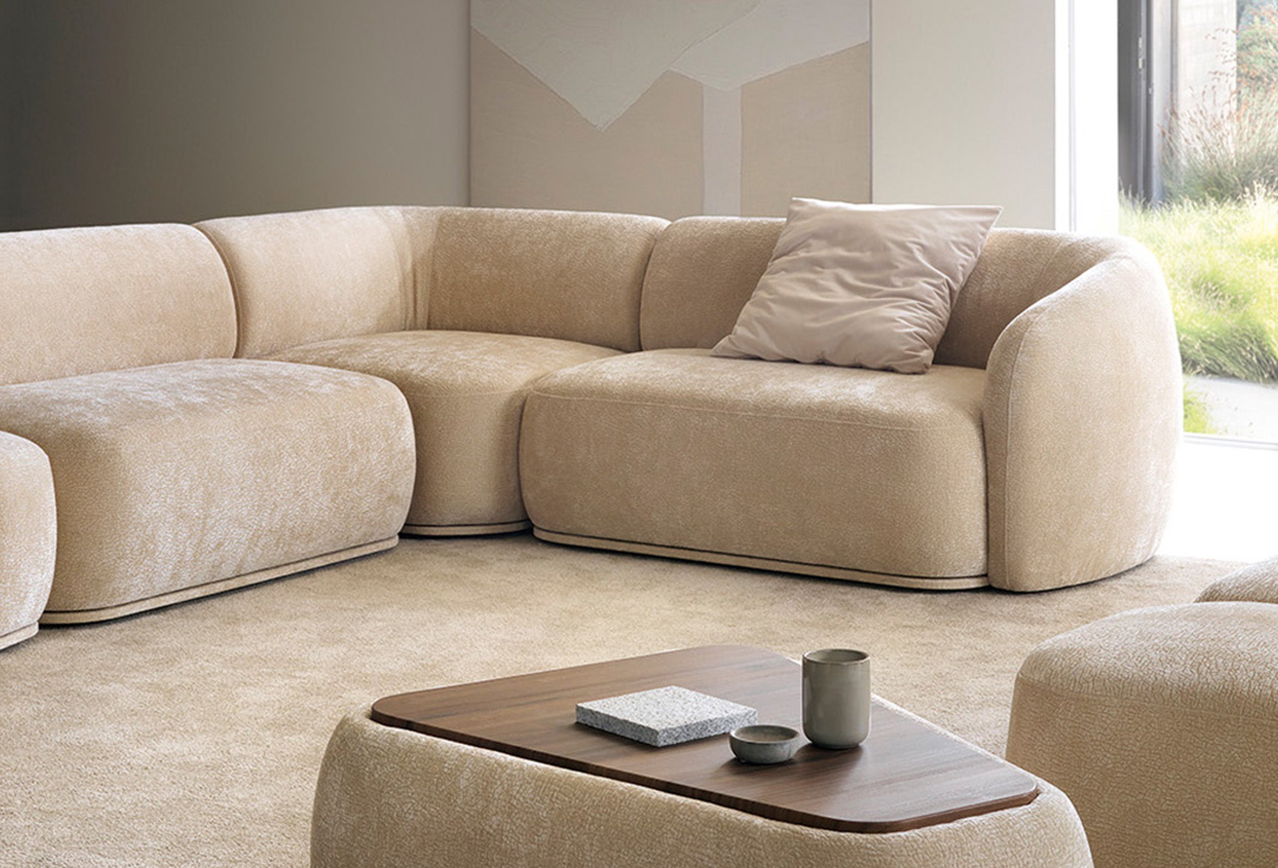 Doppelmodul Bommo rechtsseitig beige Chenille