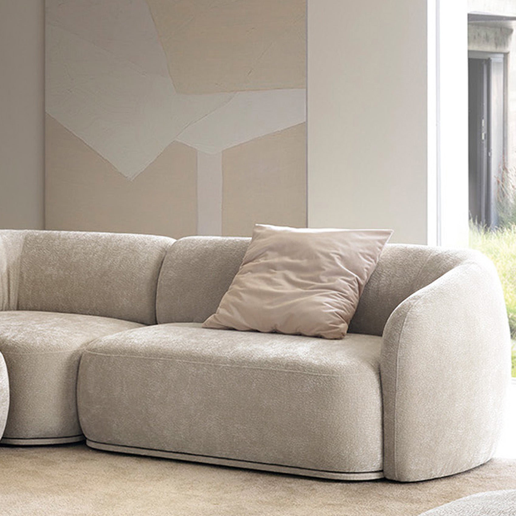 Modulares Ecksofa Bommo L-förmig linksseitig grau-beige Chenille