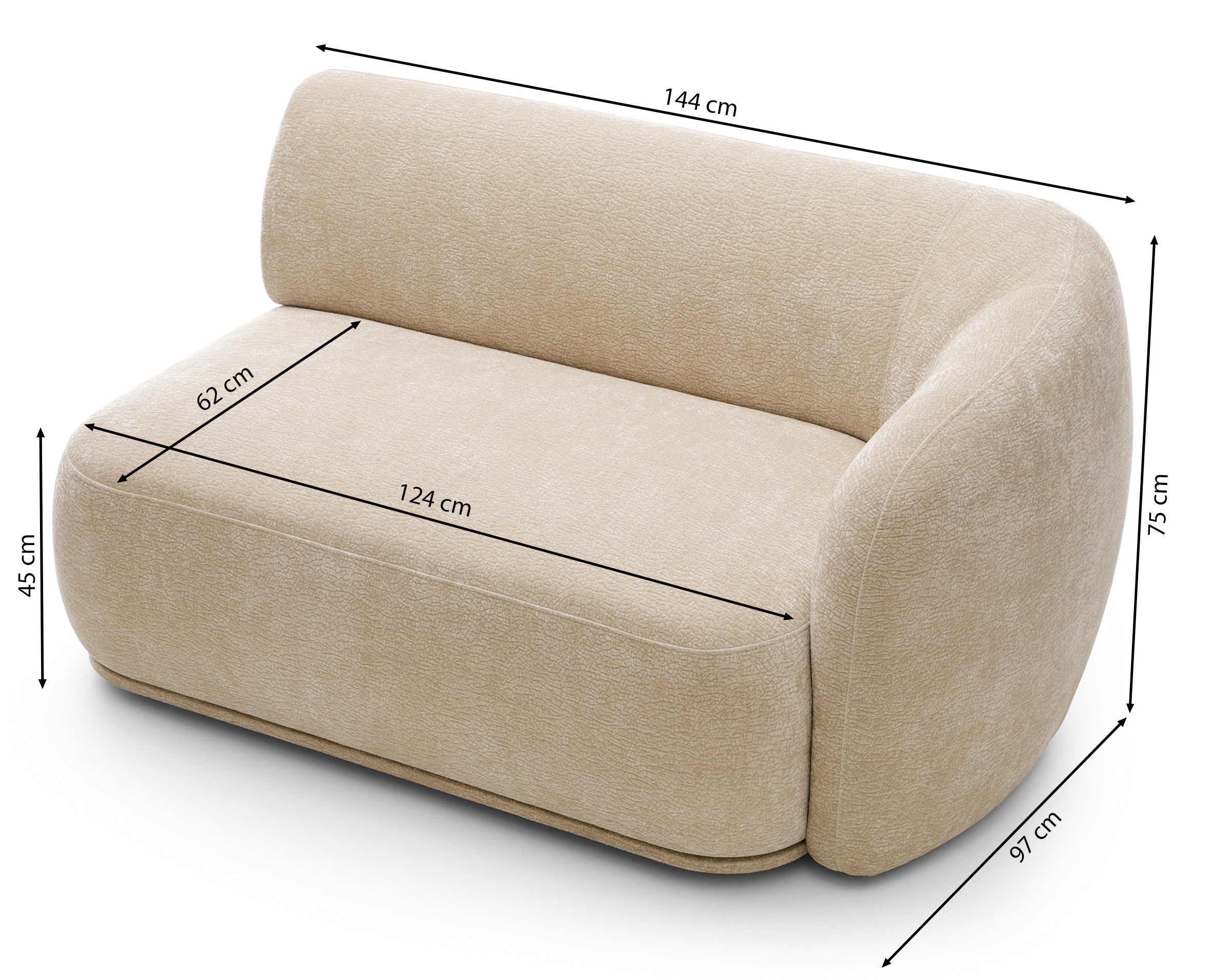 Doppelmodul Bommo rechtsseitig beige Chenille