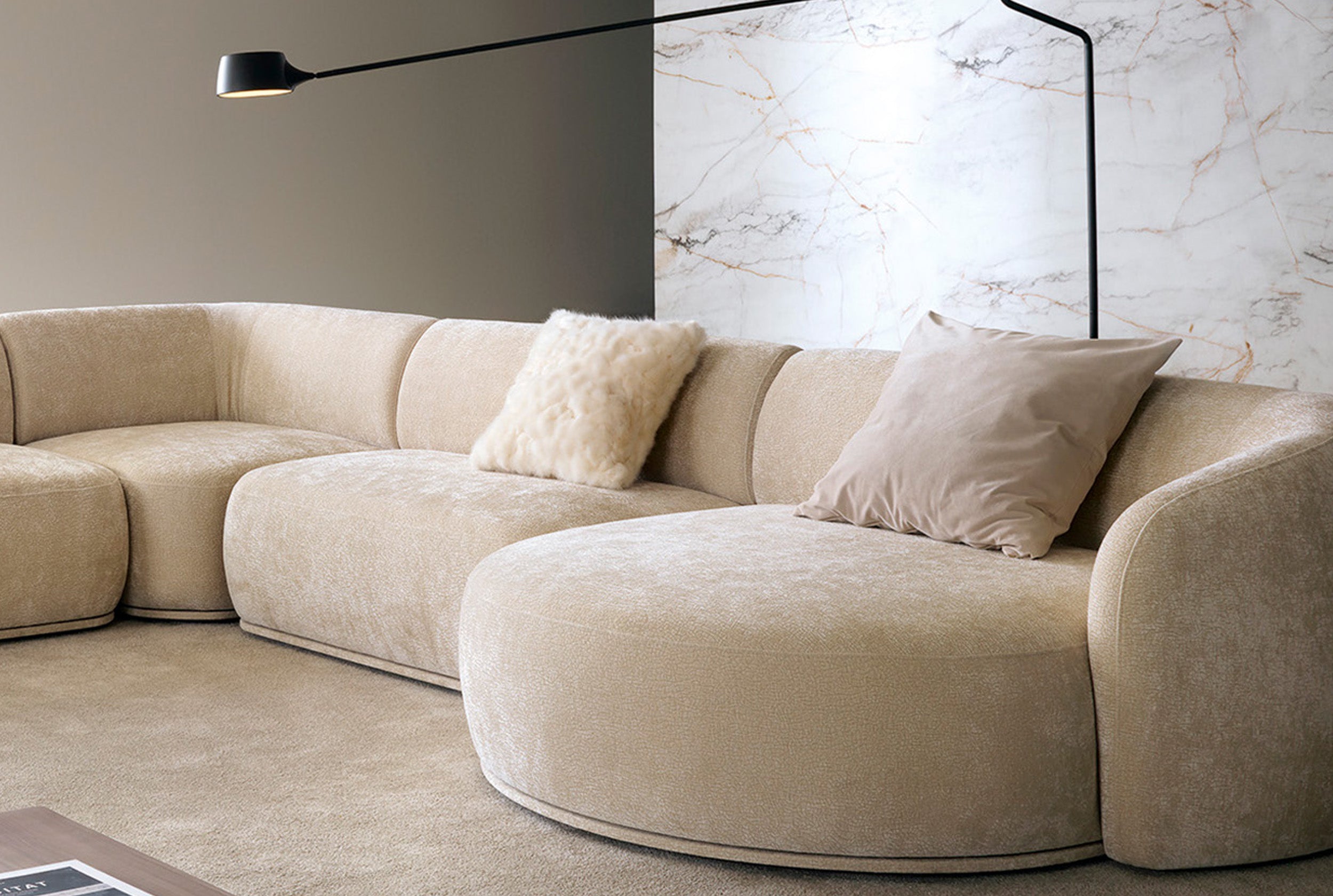 Doppeltes Mittelmodul Bommo beige Chenille