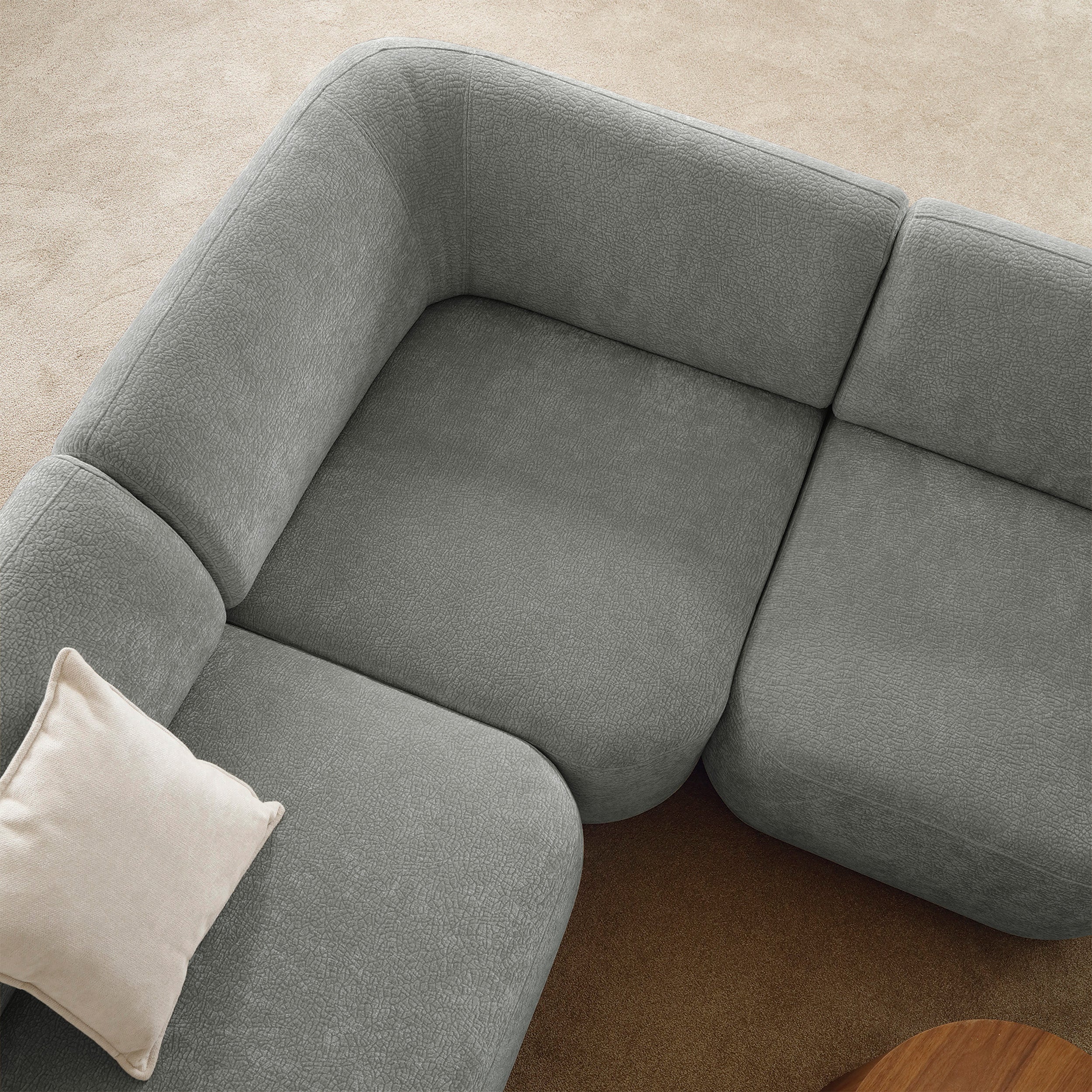 Bommo Eckmodul in grauem Chenille