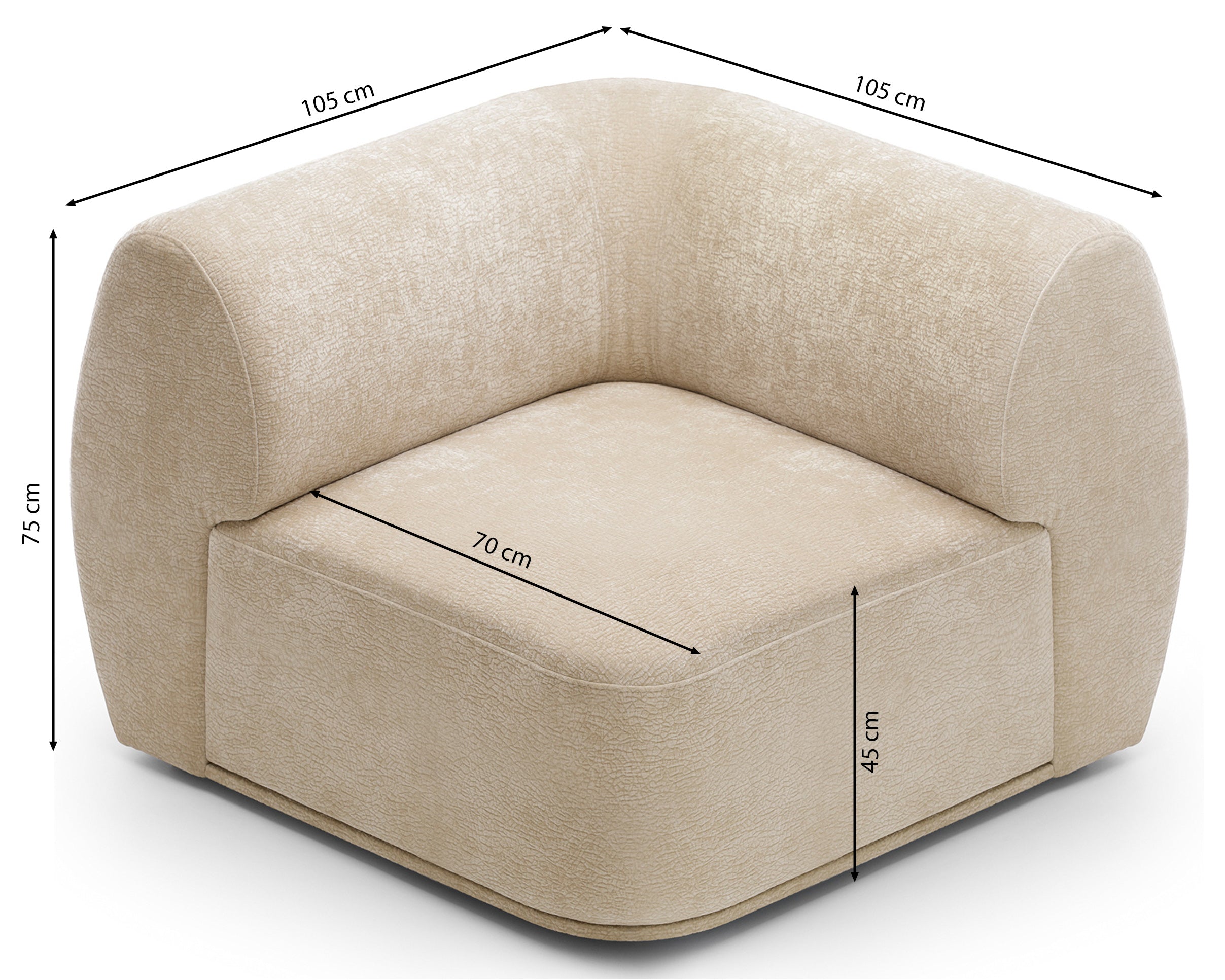 Bommo Eckmodul beige Chenille