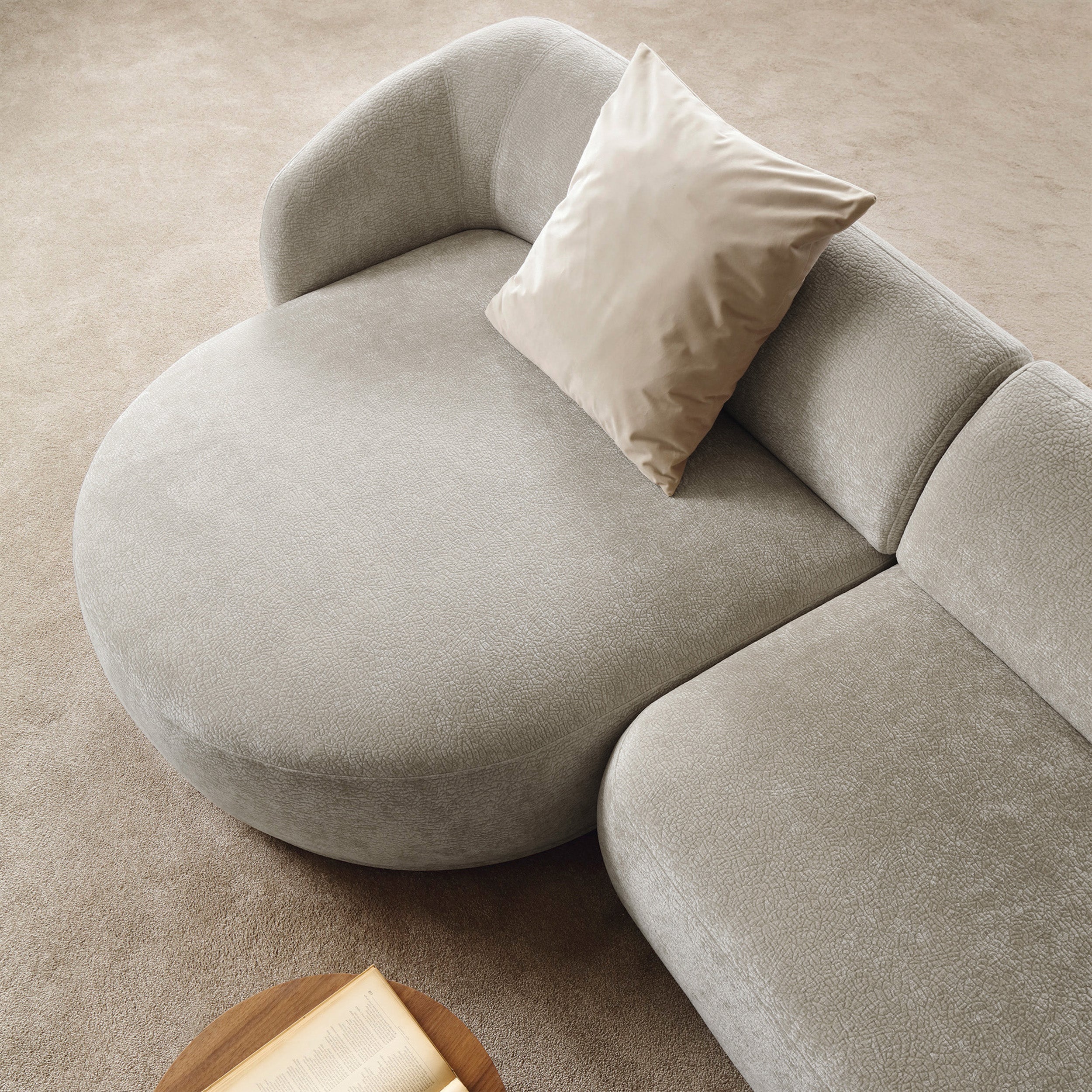 Modulares Ecksofa Bommo L-förmig linksseitig grau-beige Chenille