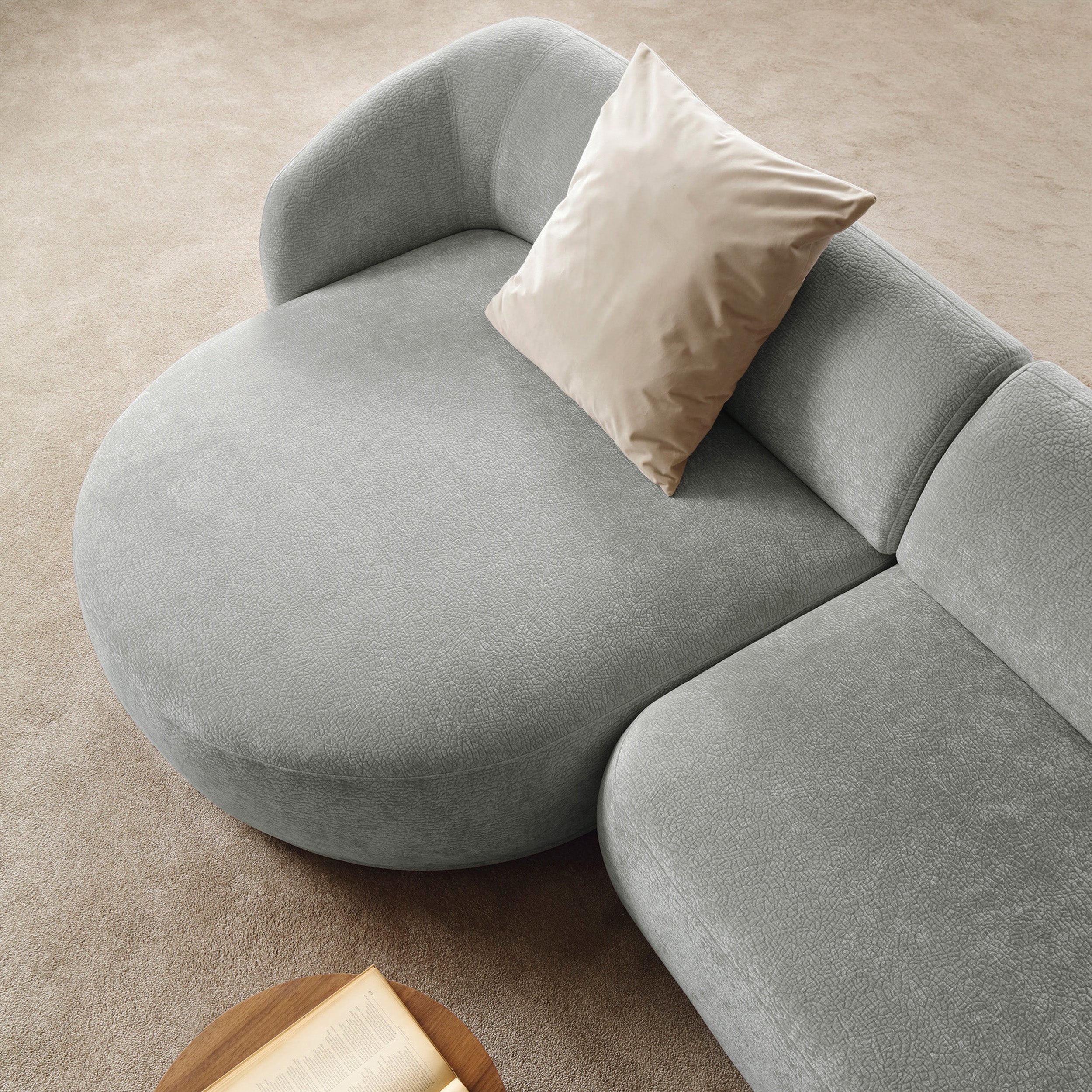 Modulares Ecksofa Bommo L-förmig, linke Seite, grauer Chenille-Stoff