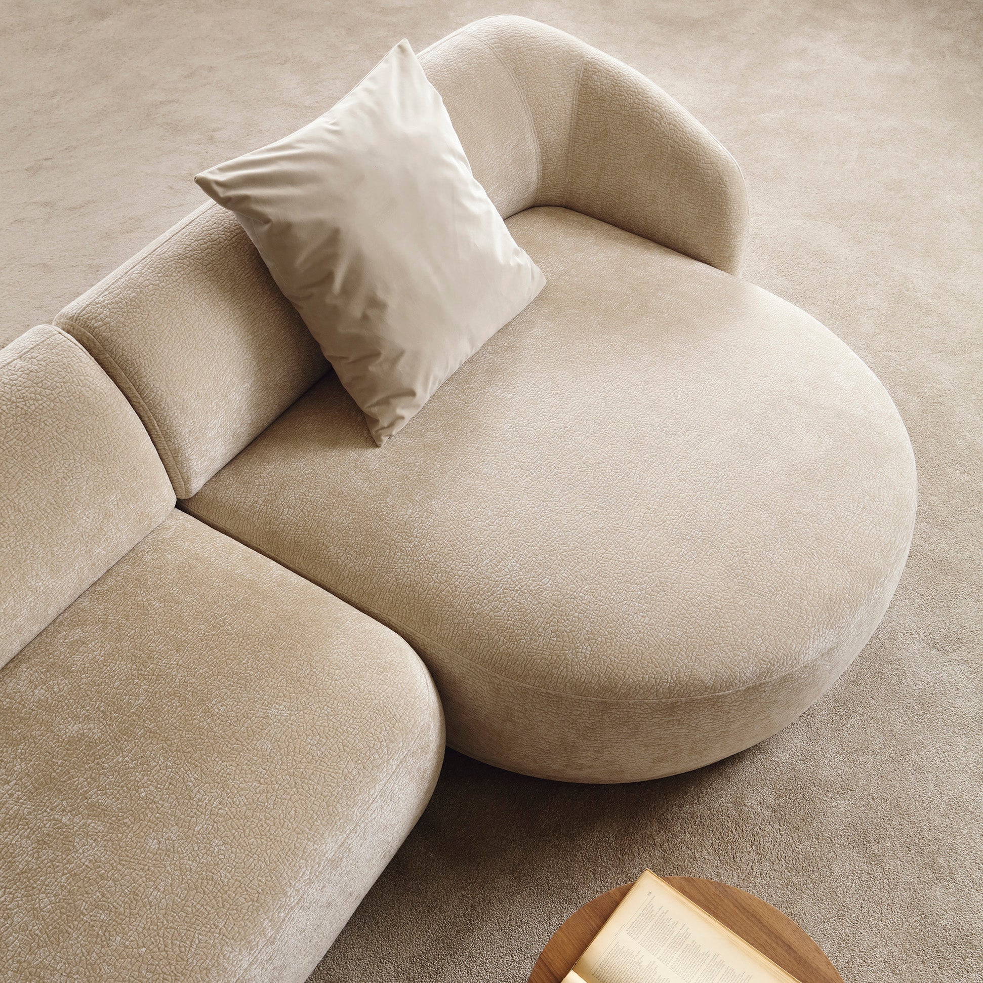 Modulares Ecksofa Bommo, L-förmig, rechtsseitig, beige Chenille