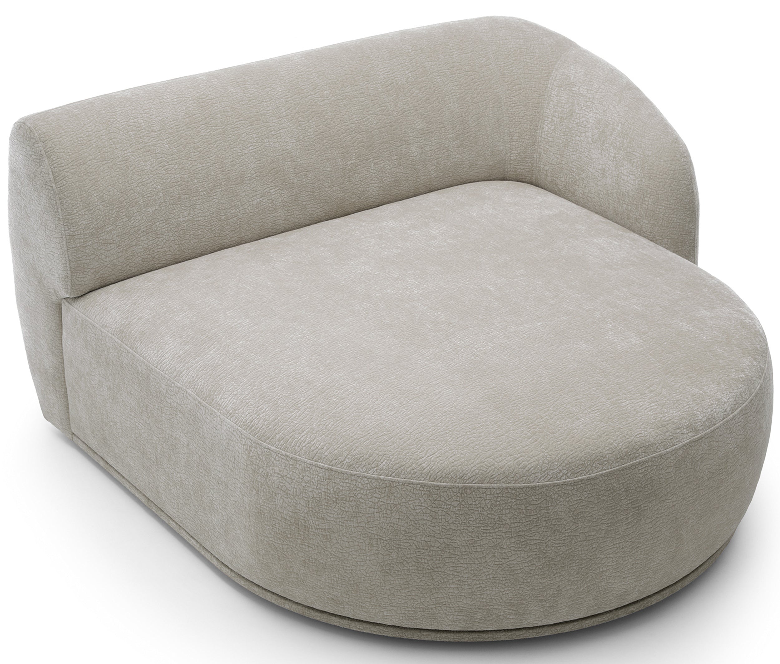 Modulares Ottomanen-Modul Bommo, rechtsseitig, grau-beige Chenille