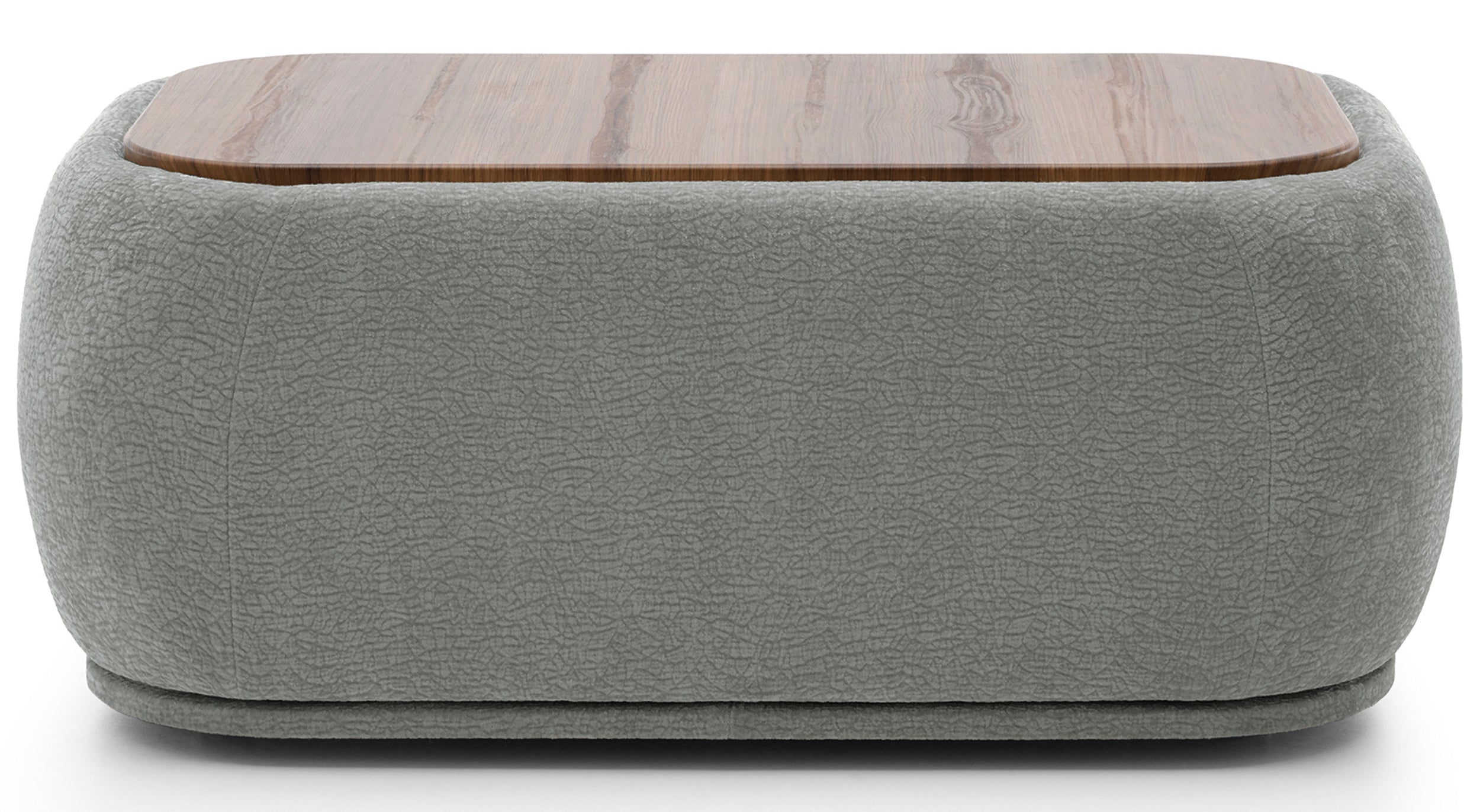Modulares rechteckiges Hocker mit Tischplatte Bommo in grauem Chenille