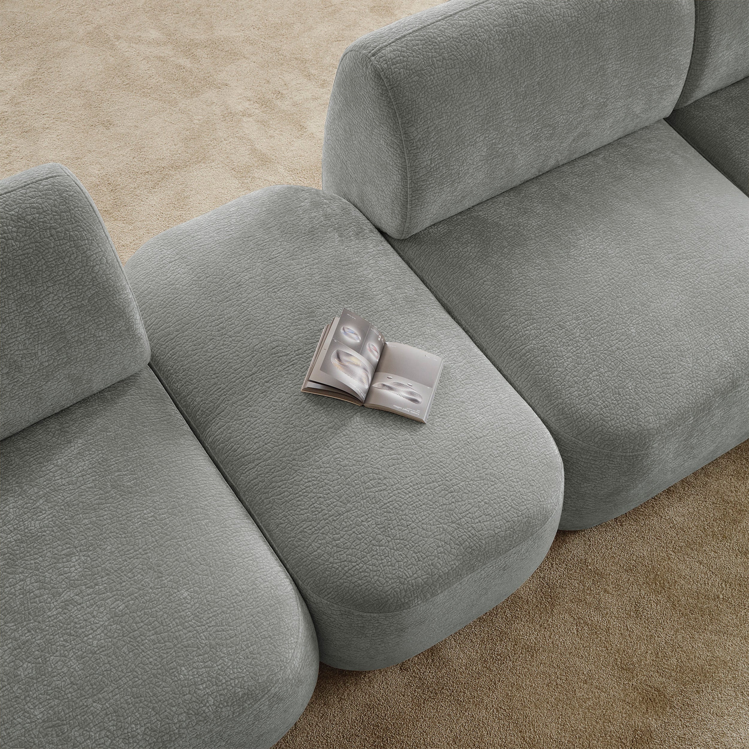 Modulares rechteckiges Pouf Bommo in grauem Chenille