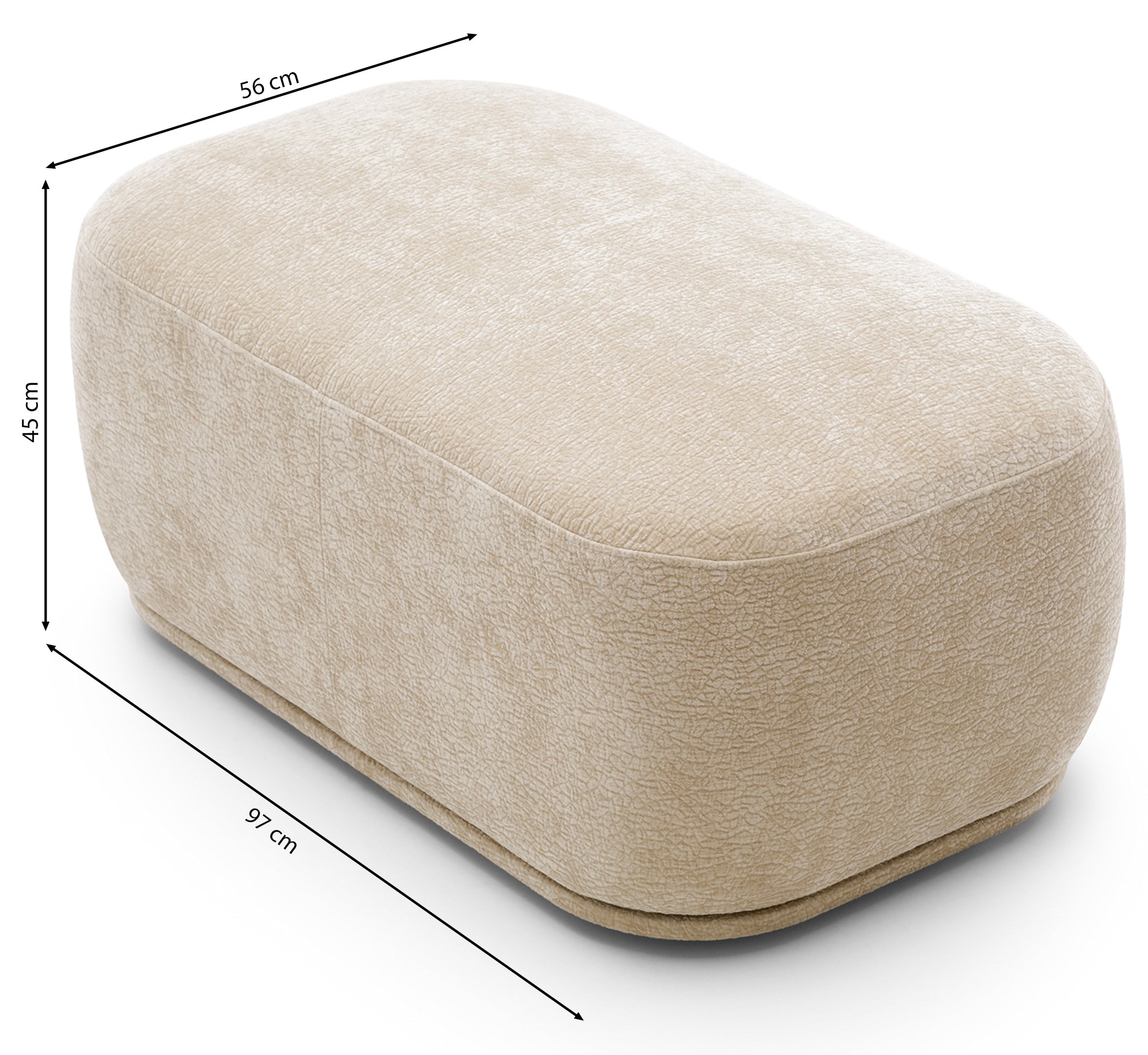 Modulares rechteckiges Hockerpouf Bommo in grau-beigem Chenille