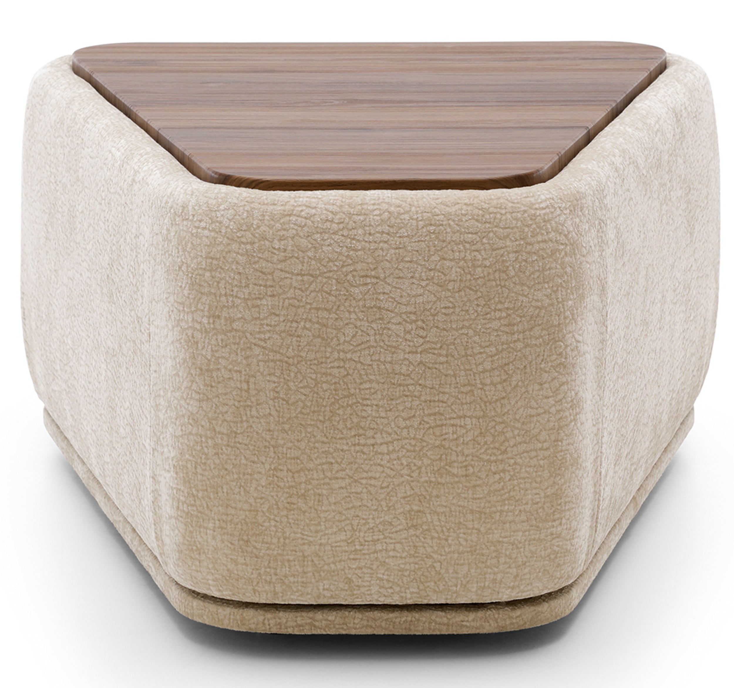 Modulares dreieckiges Hocker-Element mit Platte Bommo, beige Chenille