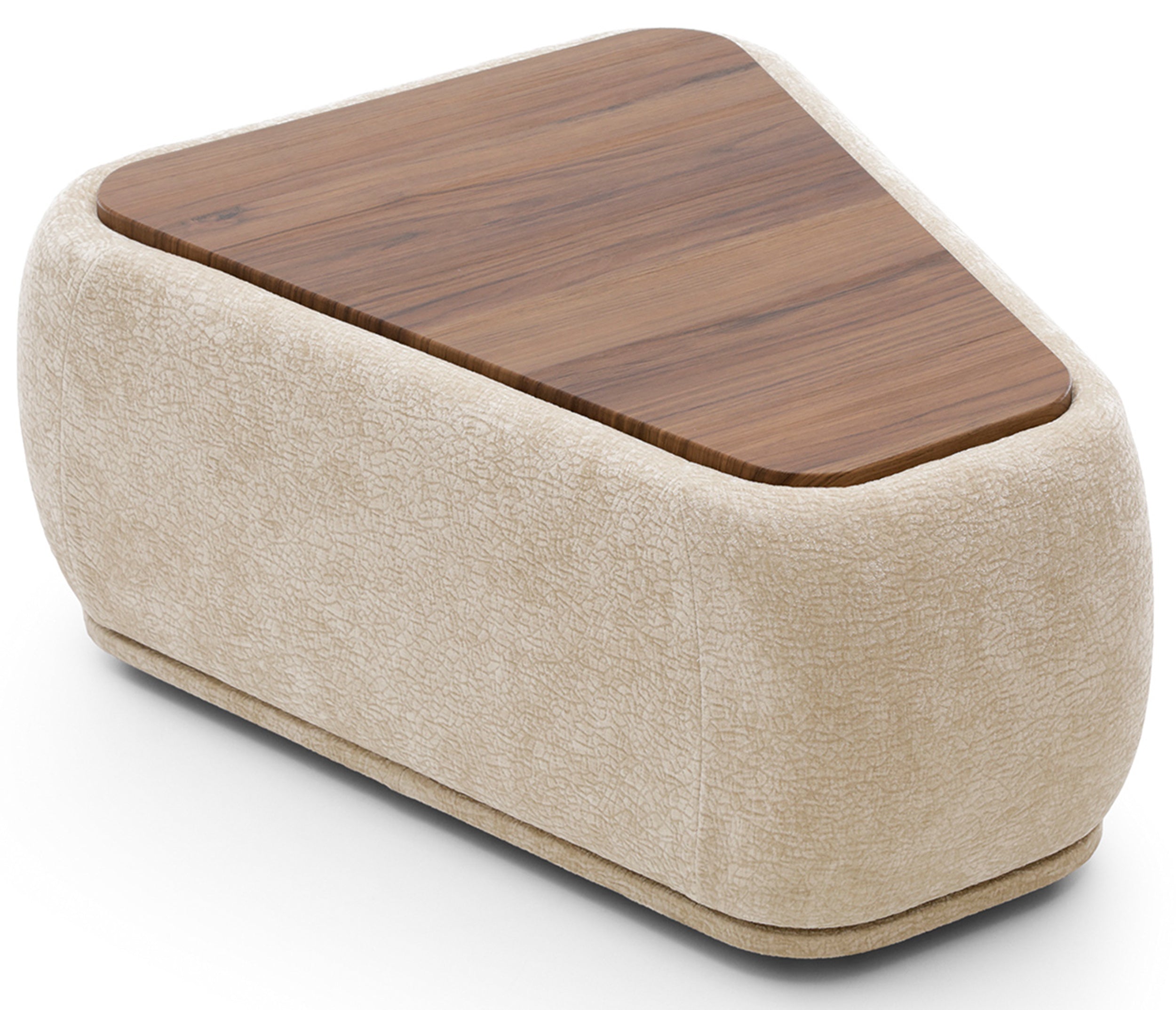 Modulares dreieckiges Hocker-Element mit Platte Bommo, beige Chenille