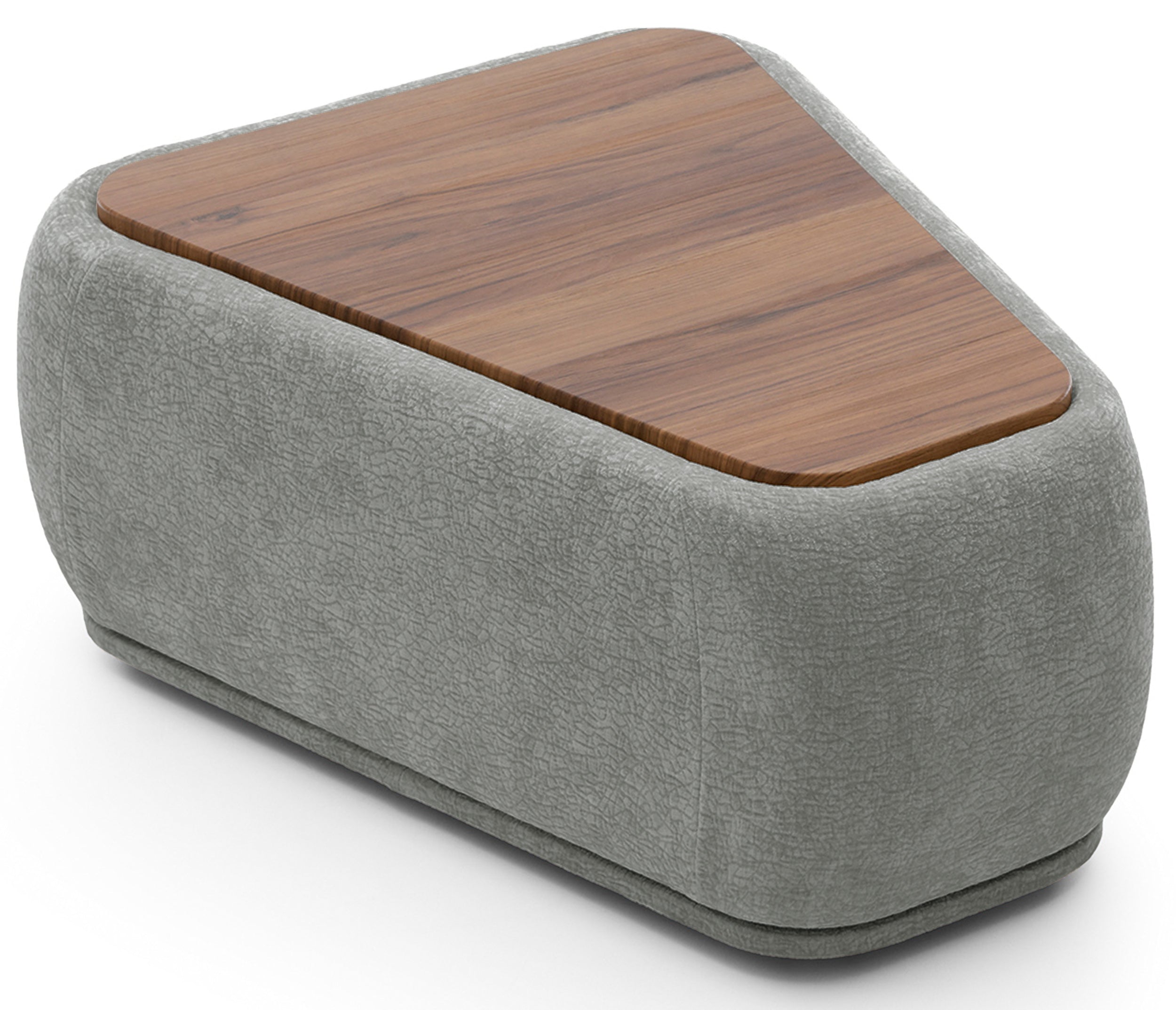 Modulares dreieckiges Pouf mit Bommo-Tischplatte, grauer Chenille