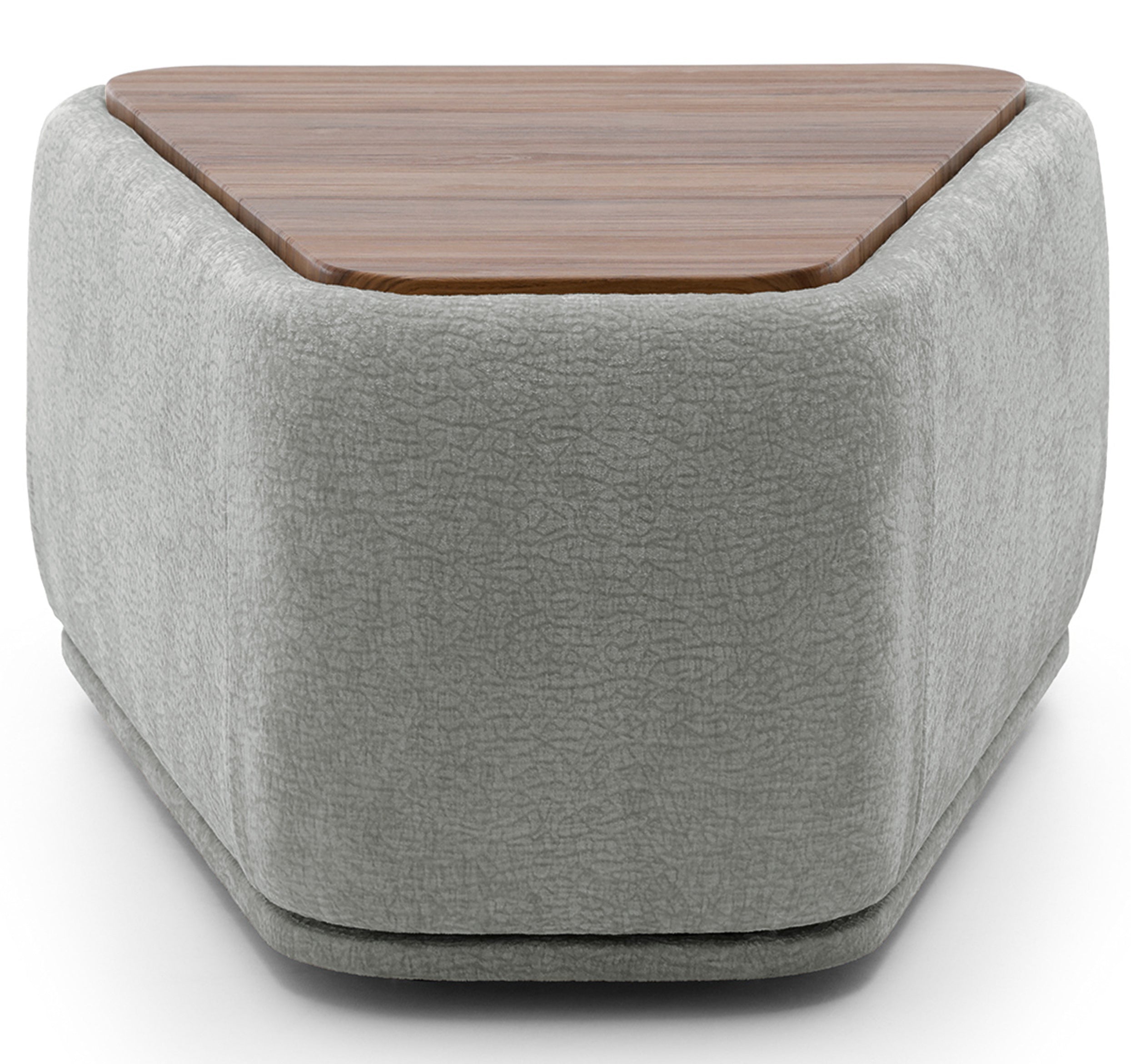 Modulares dreieckiges Pouf mit Bommo-Tischplatte, grauer Chenille