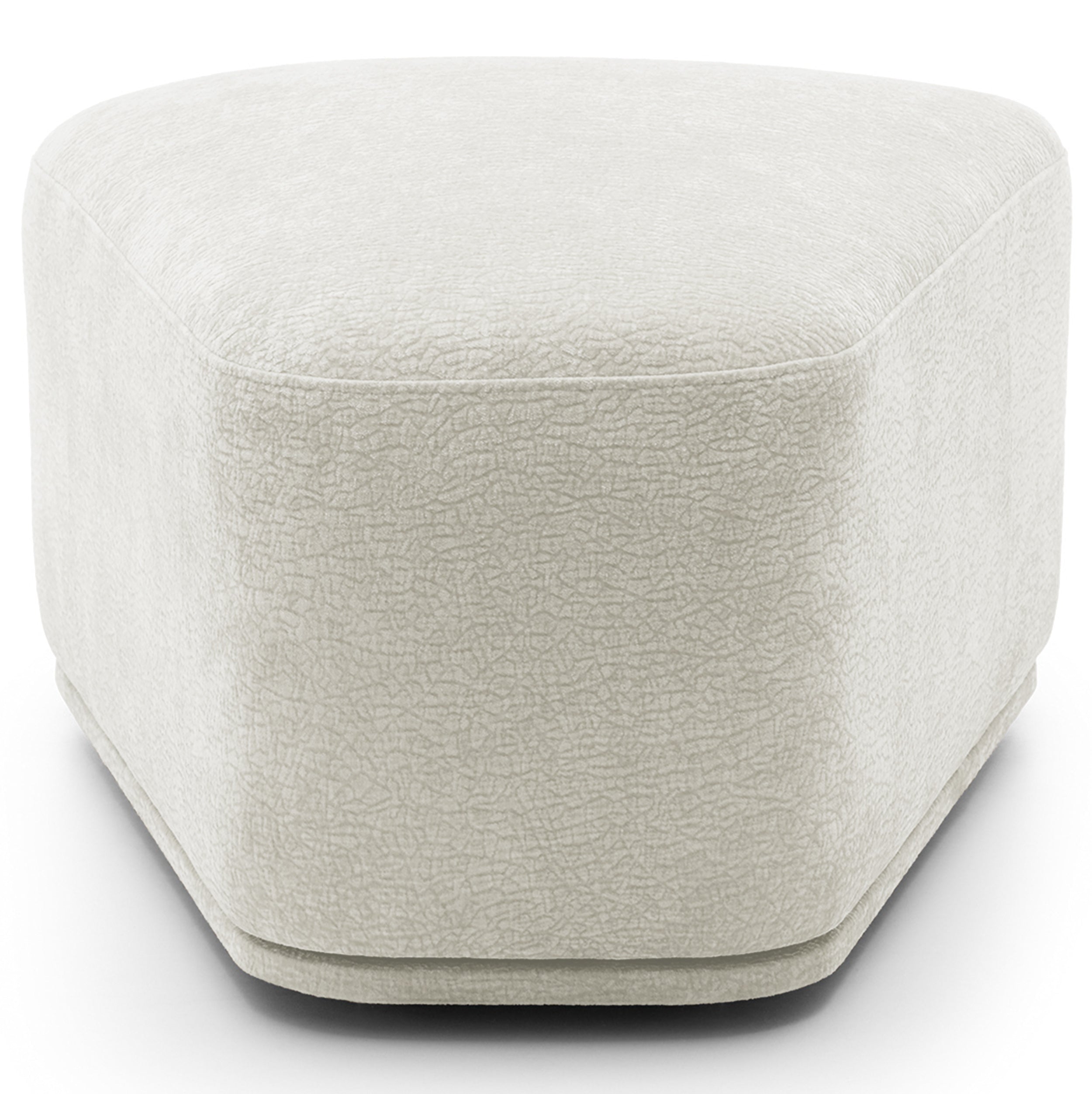 Modulares Ecksofa Bommo L-förmig mit linksseitigem Hocker, cremefarbener Chenillestoff