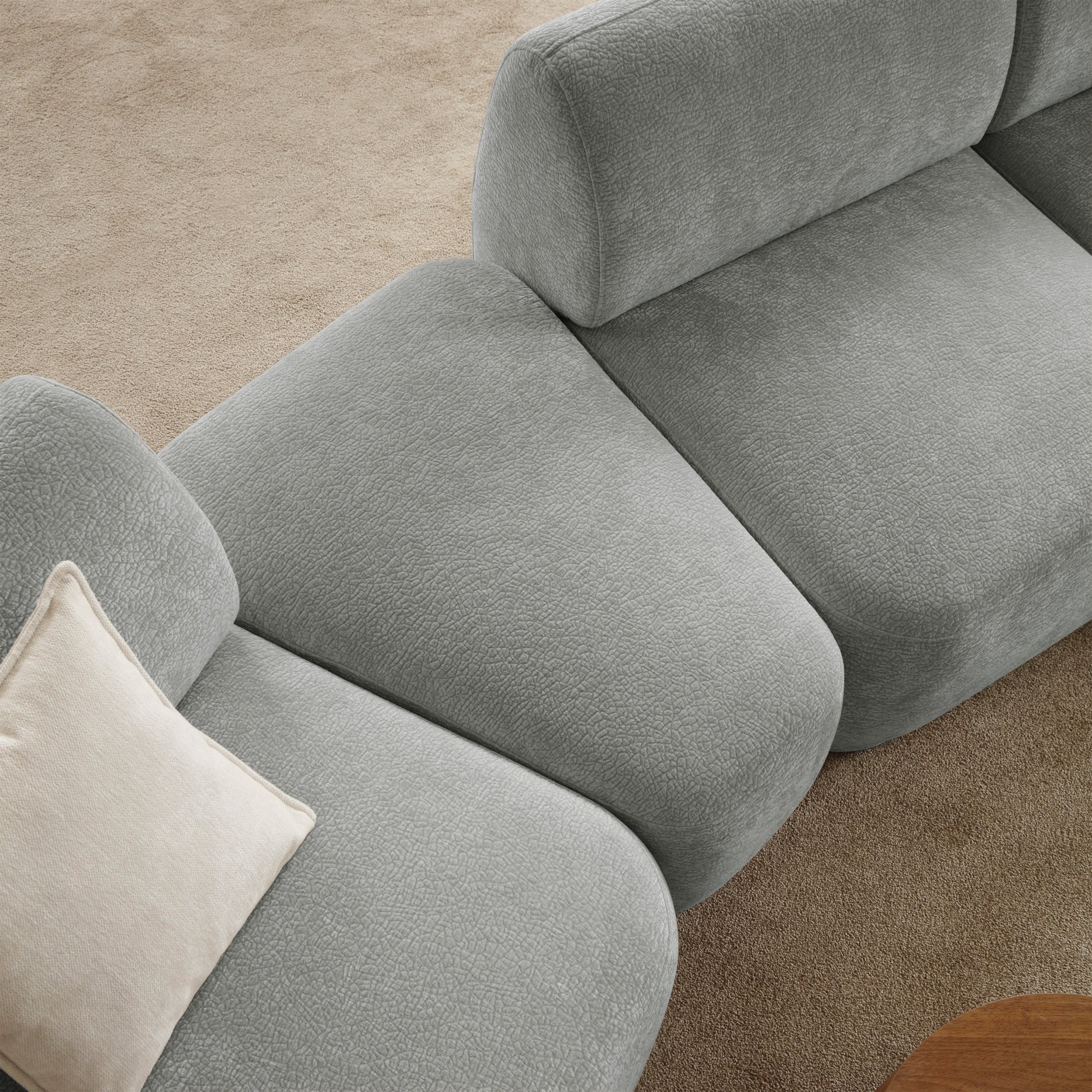 Modulares dreieckiges Pouf Bommo in grauem Chenille