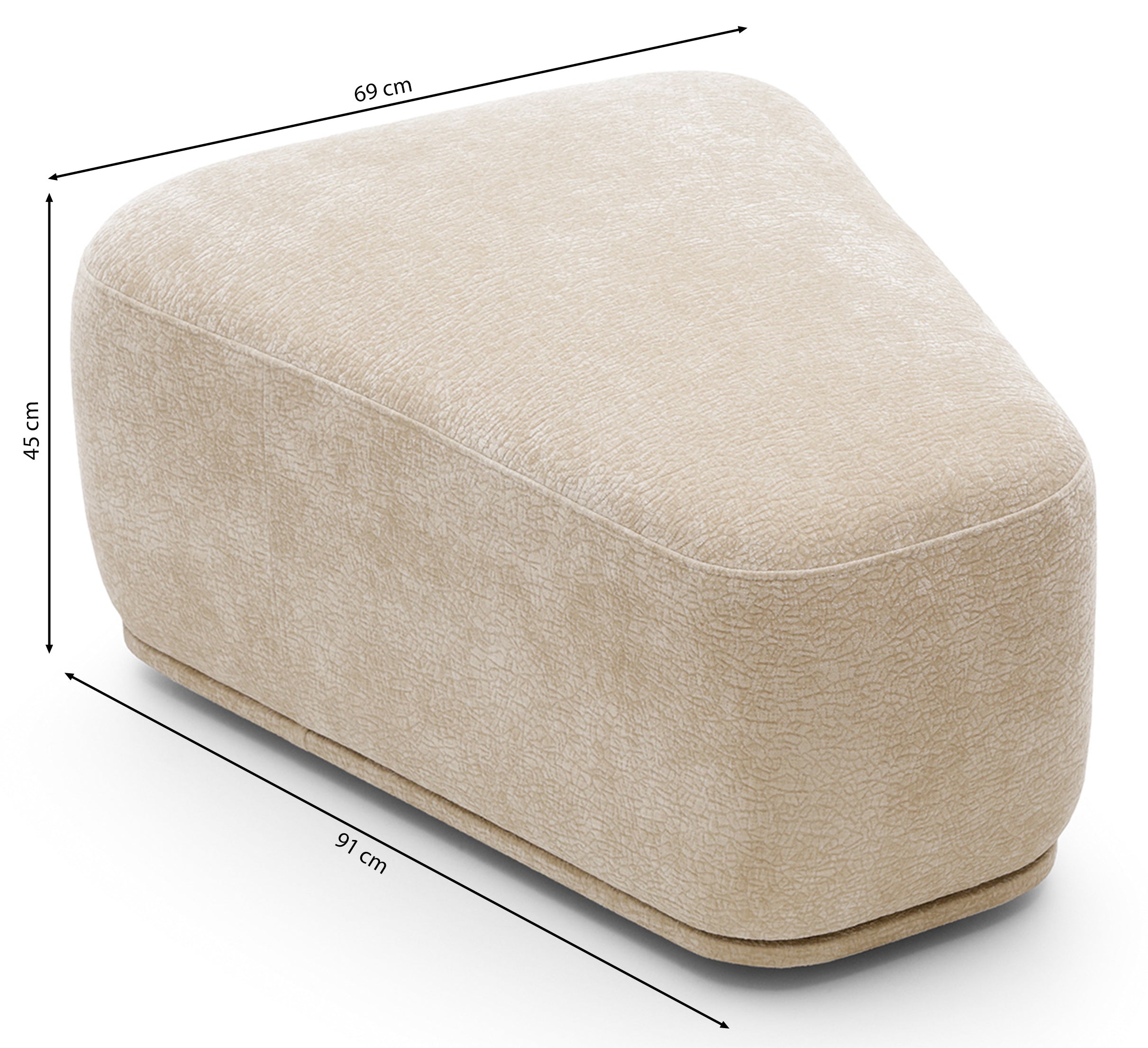 Modulares dreieckiges Pouf Bommo in Beige Chenille