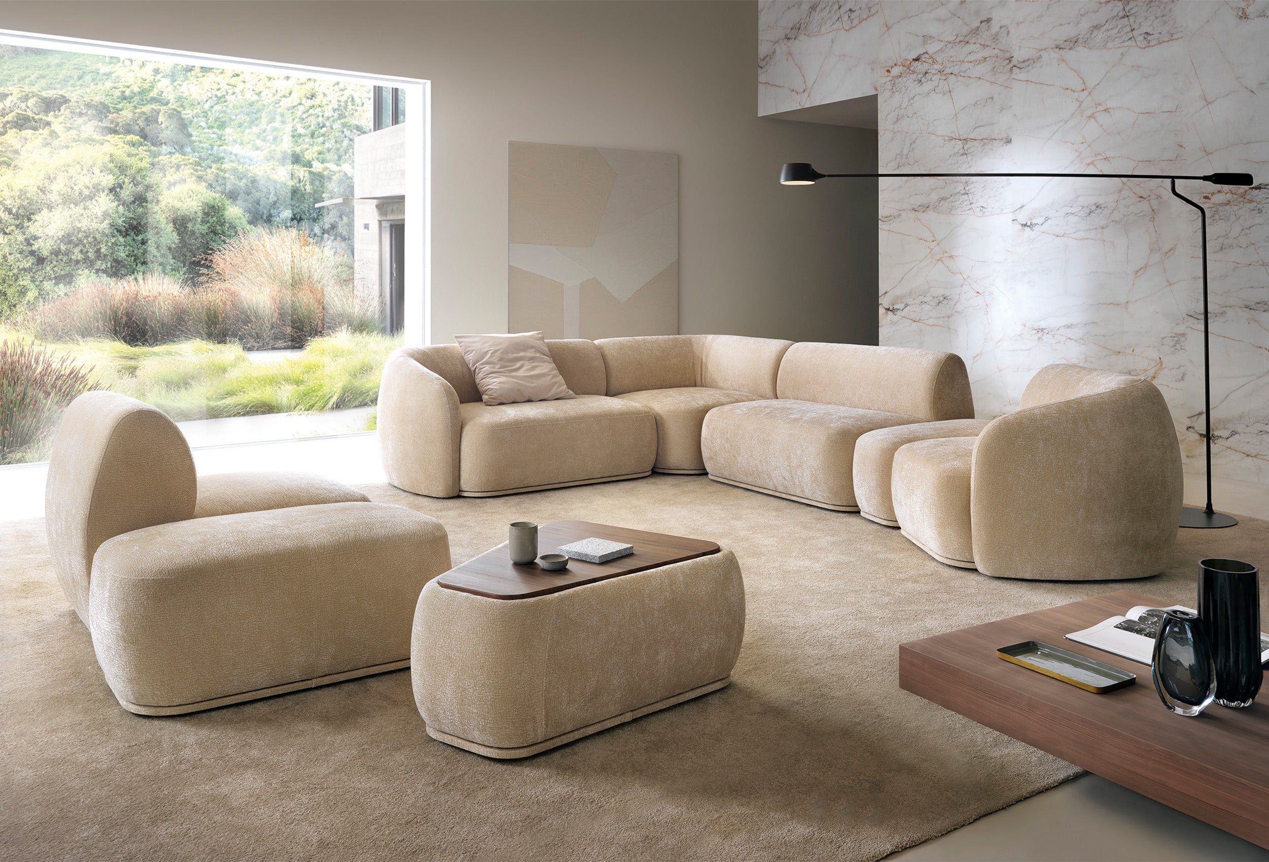 Einzelmodul Bommo rechtsseitig beige Chenille