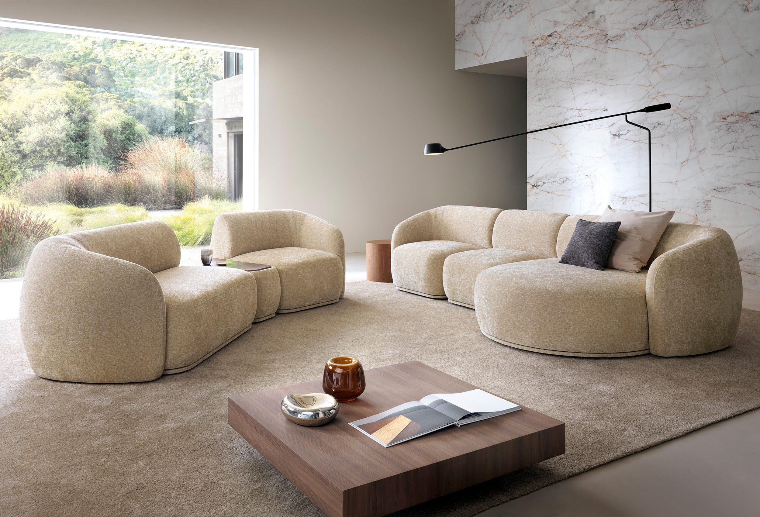 Einzelnes Mittelsegment Bommo beige Chenille