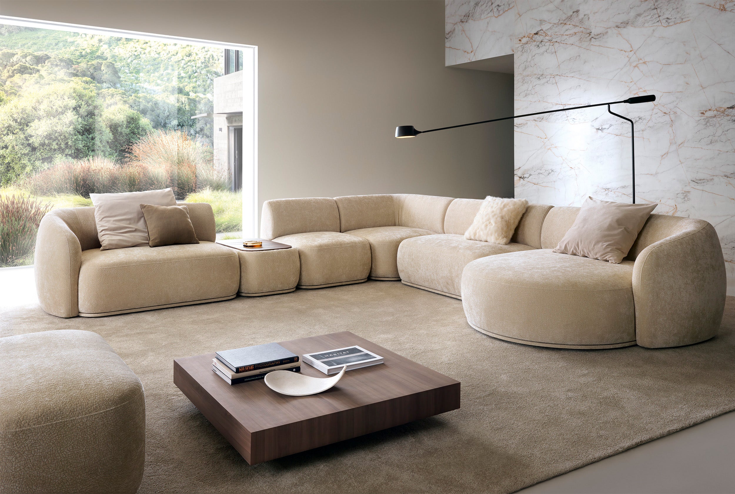 Einzelnes Mittelsegment Bommo beige Chenille