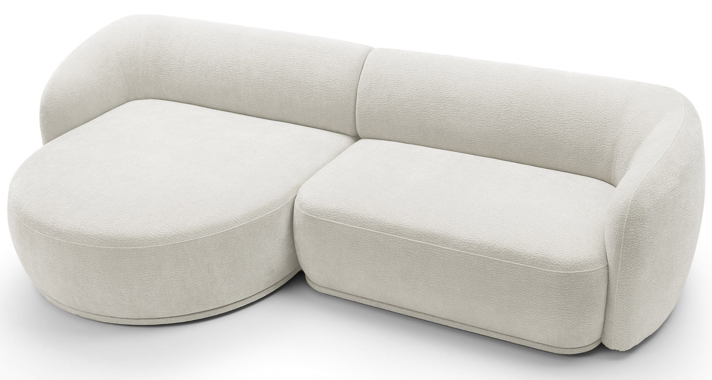 Modulares Ecksofa Bommo L-förmig linksseitig, cremefarben, Chenille