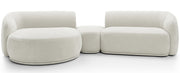 Modulares Ecksofa Bommo L-förmig mit linksseitigem Hocker, cremefarbener Chenillestoff