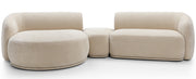 Modulares Ecksofa Bommo L-förmig mit Hocker, linksseitig, beige Chenille
