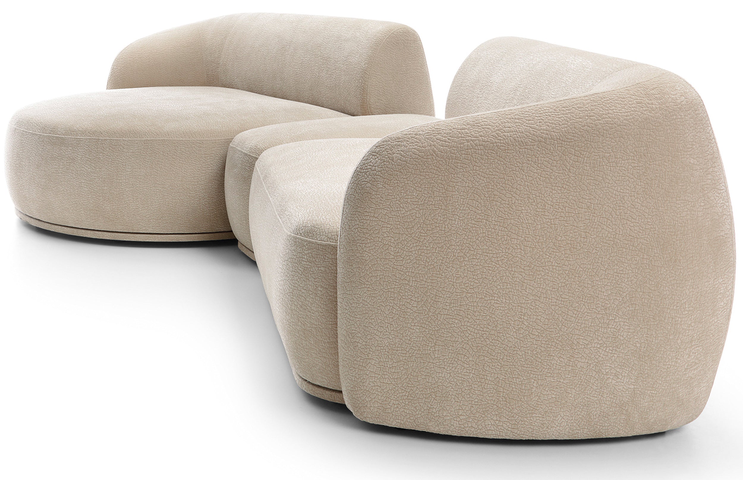 Modulares Ecksofa Bommo L-förmig mit Hocker, linksseitig, beige Chenille