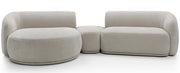 Modulare Eckcouch Bommo in L-Form mit Hocker, linksseitig, grau-beige Chenille